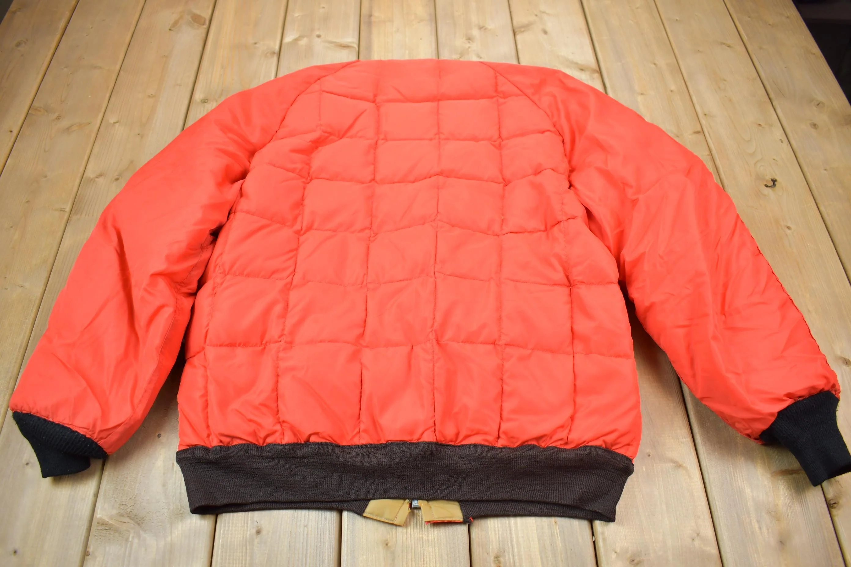 Vintage 1980s Falcon Brand Woods Reversible Goose Down Bomber Jacket Made In Canada Men's Large - Image 4