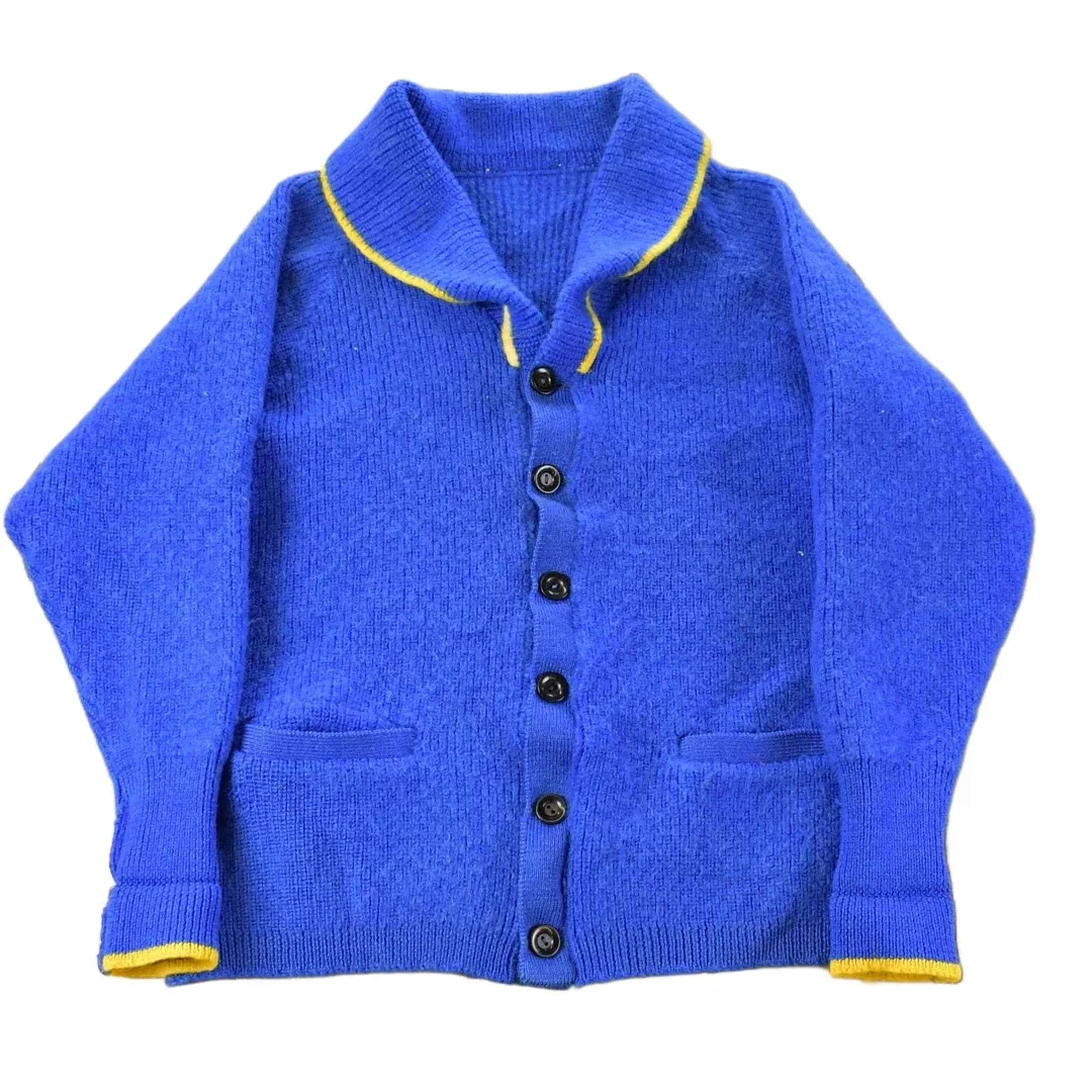 Vintage 1980s Falconbridge Curling Club Knit Cardigan Sweater Youth Large