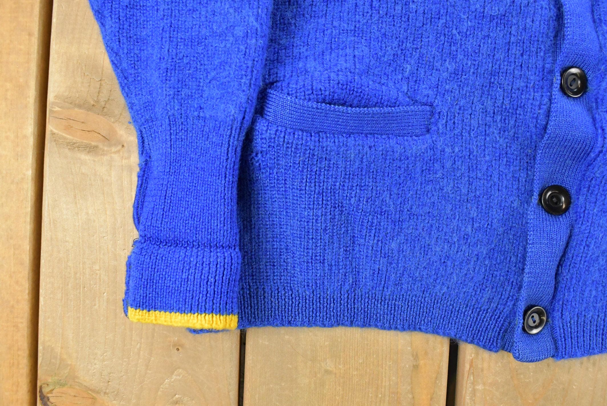 Vintage 1980s Falconbridge Curling Club Knit Cardigan Sweater Youth Large - Image 3