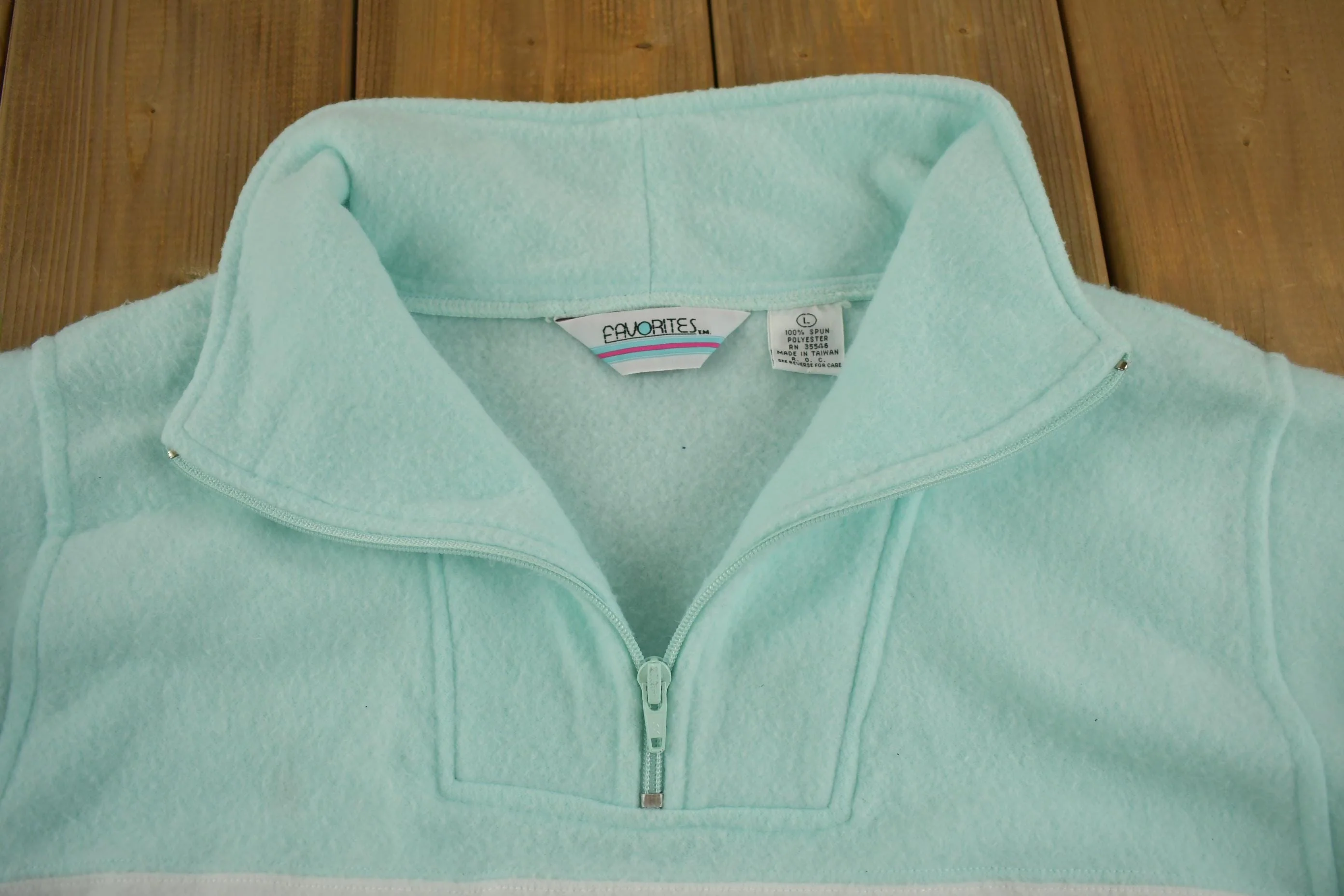 Vintage 1980s Favorites Fleece Quater-Zip Sweater Men's M - Image 5