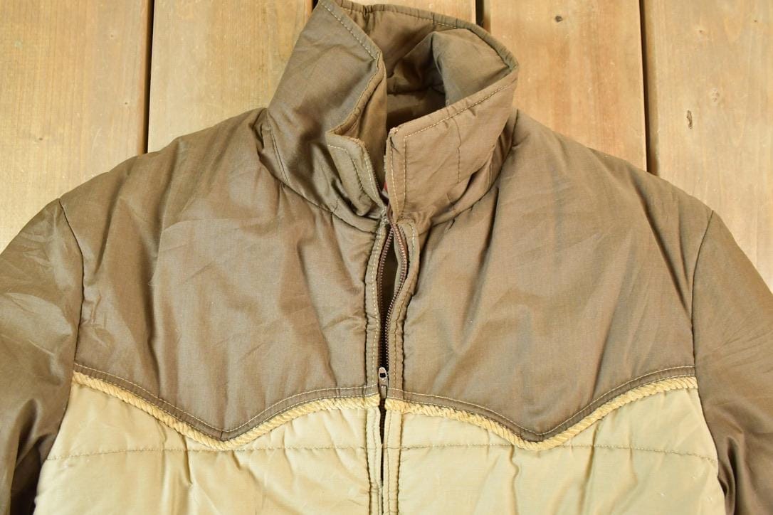 Vintage 1980s Field And Stream Light Puffer Western Jacket Men's Large - Image 4