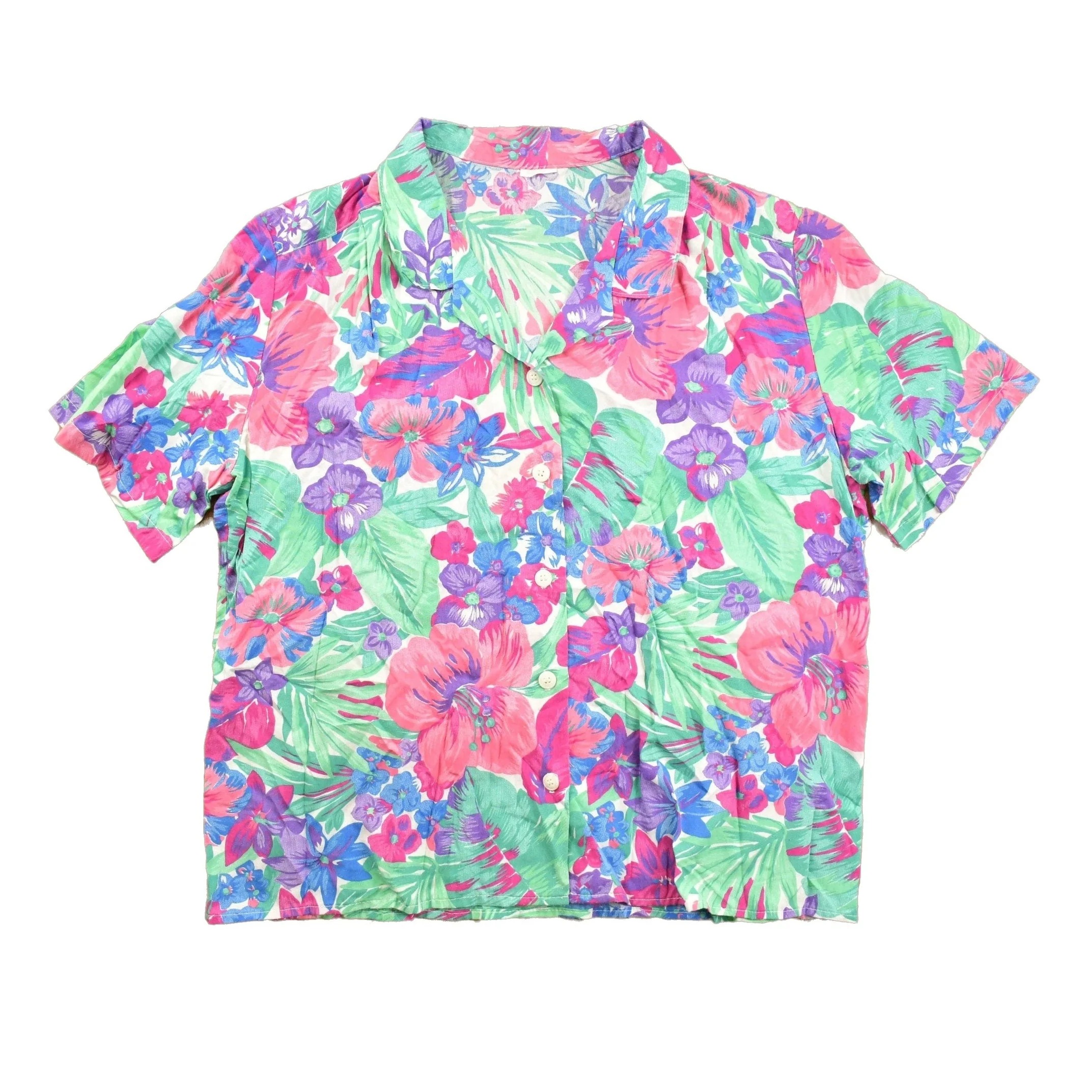 Vintage 1980s Floral Button Up Shirt Men's M
