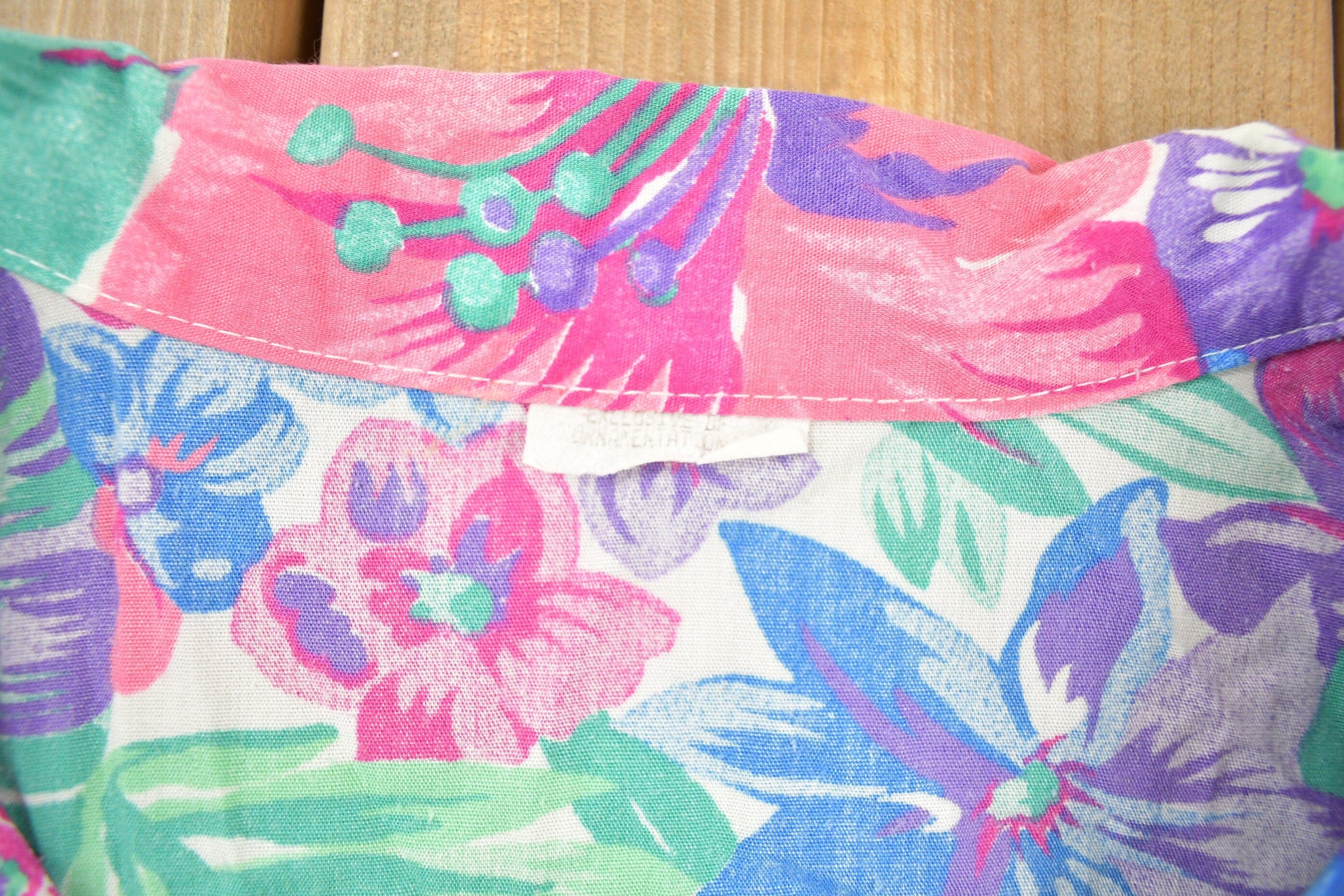 Vintage 1980s Floral Button Up Shirt Men's M - Image 3