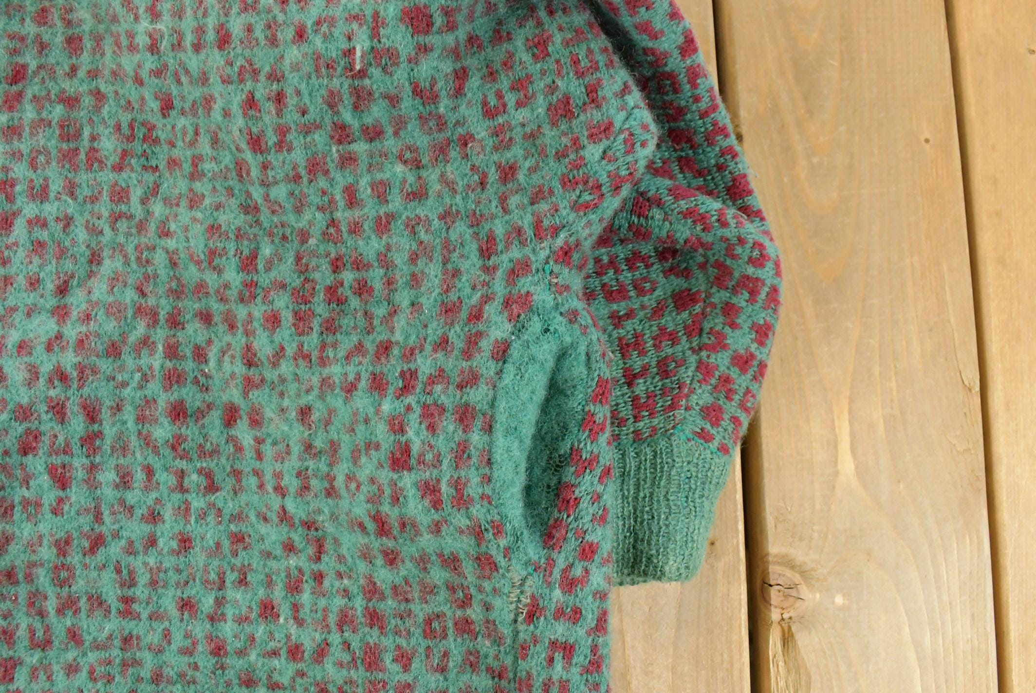 Vintage 1980s Floral Wool Mohair Knit Cardigan Sweater Women's XL - Image 6