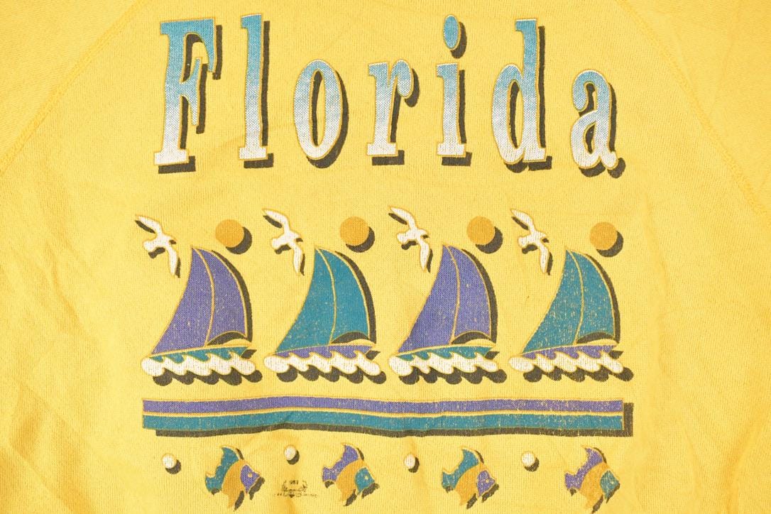 Vintage 1980s Florida sailboats Graphic Print Crewneck Sweatshirt Mens L - Image 3