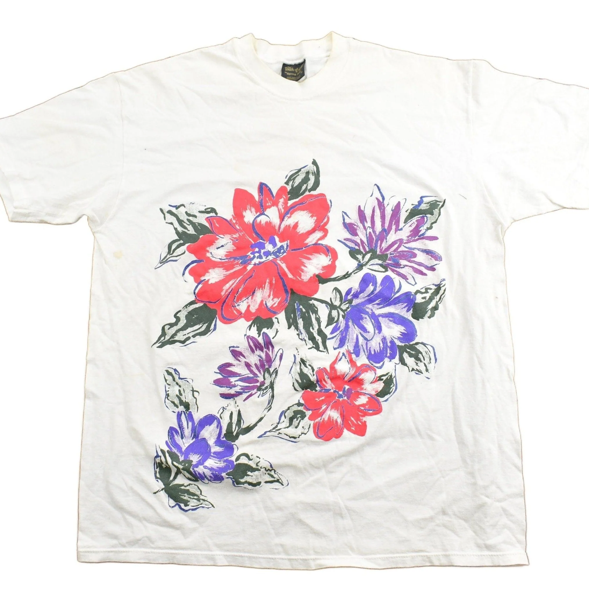 Vintage 1980s Flowers Graphic T-Shirt Single Stitch Men's XL