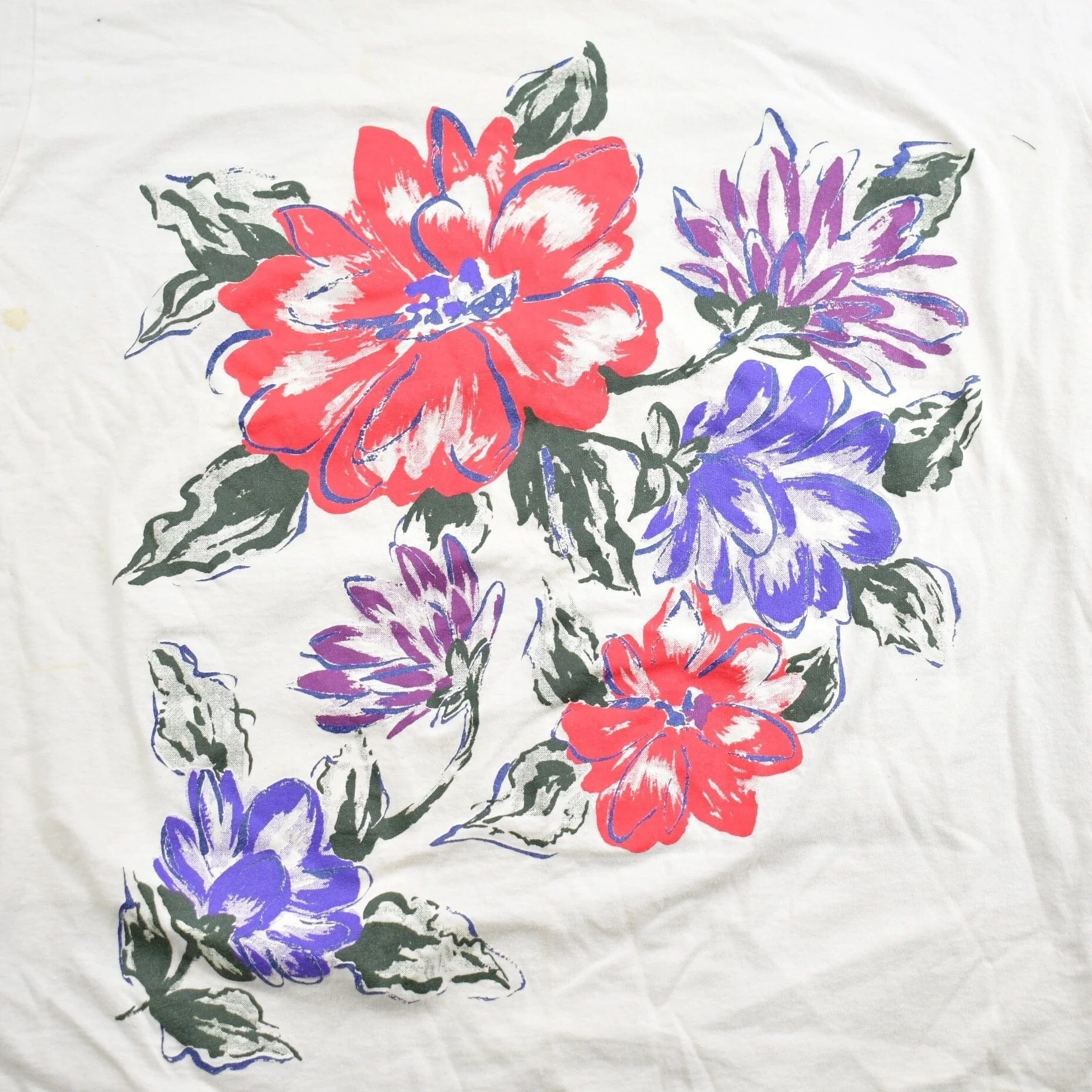 Vintage 1980s Flowers Graphic T-Shirt Single Stitch Men's XL - Image 2