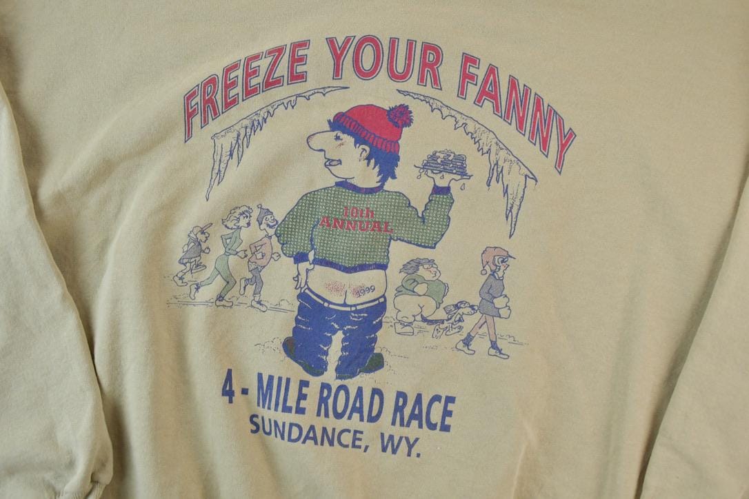 Vintage 1980s Freeze Your Fanny Funny Cartoon Crewneck Sweatshirt Men's XL - Image 3