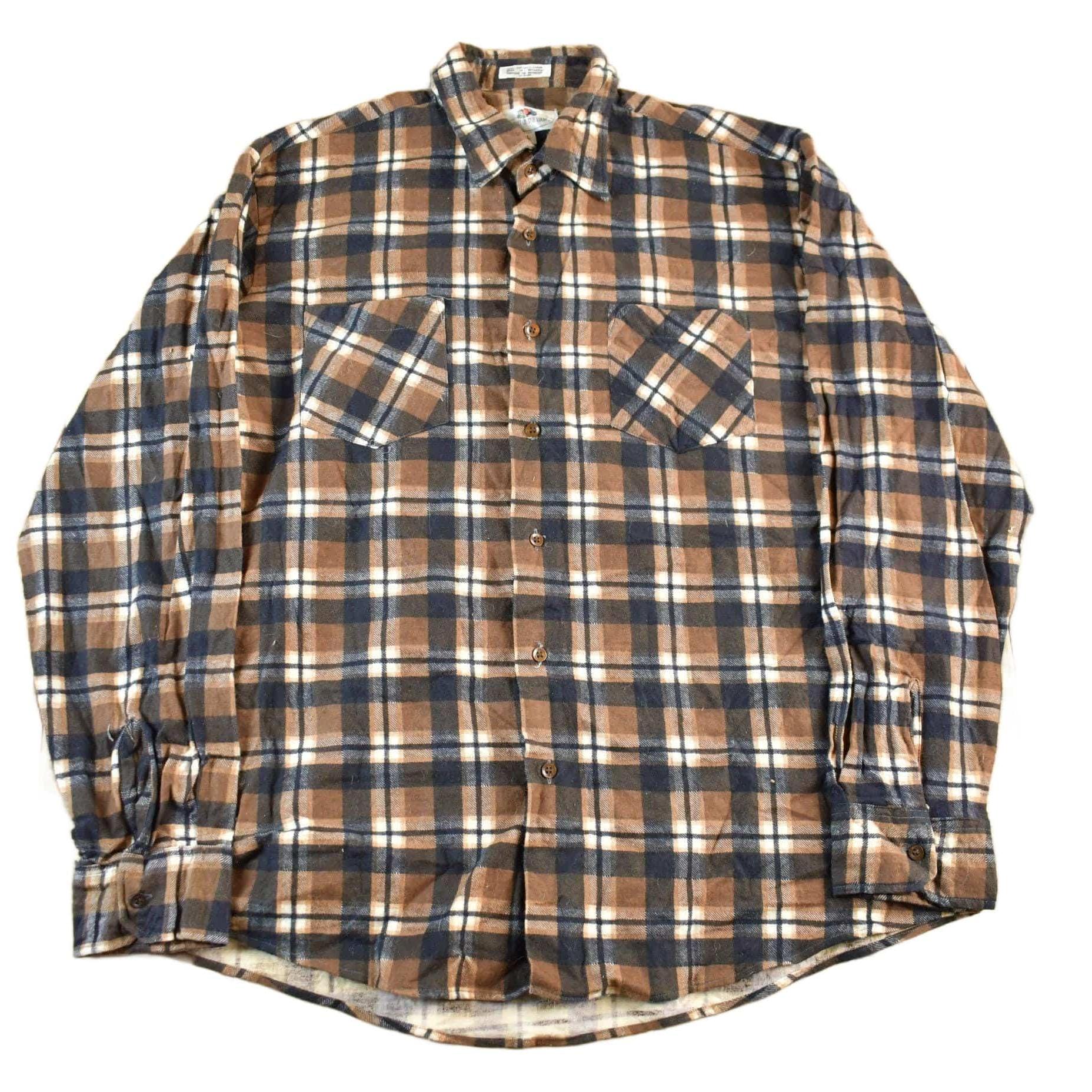 Vintage 1980s Fruit Of The Loom Flannel Button Up Shirt Men's Large
