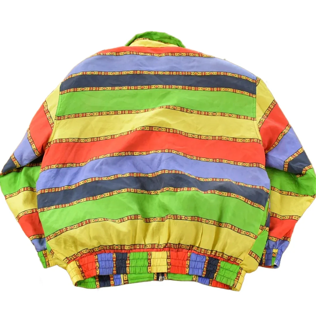 Vintage 1980s Fuda International All Over Print Silk Windbreaker Jacket Women's Medium - Image 2