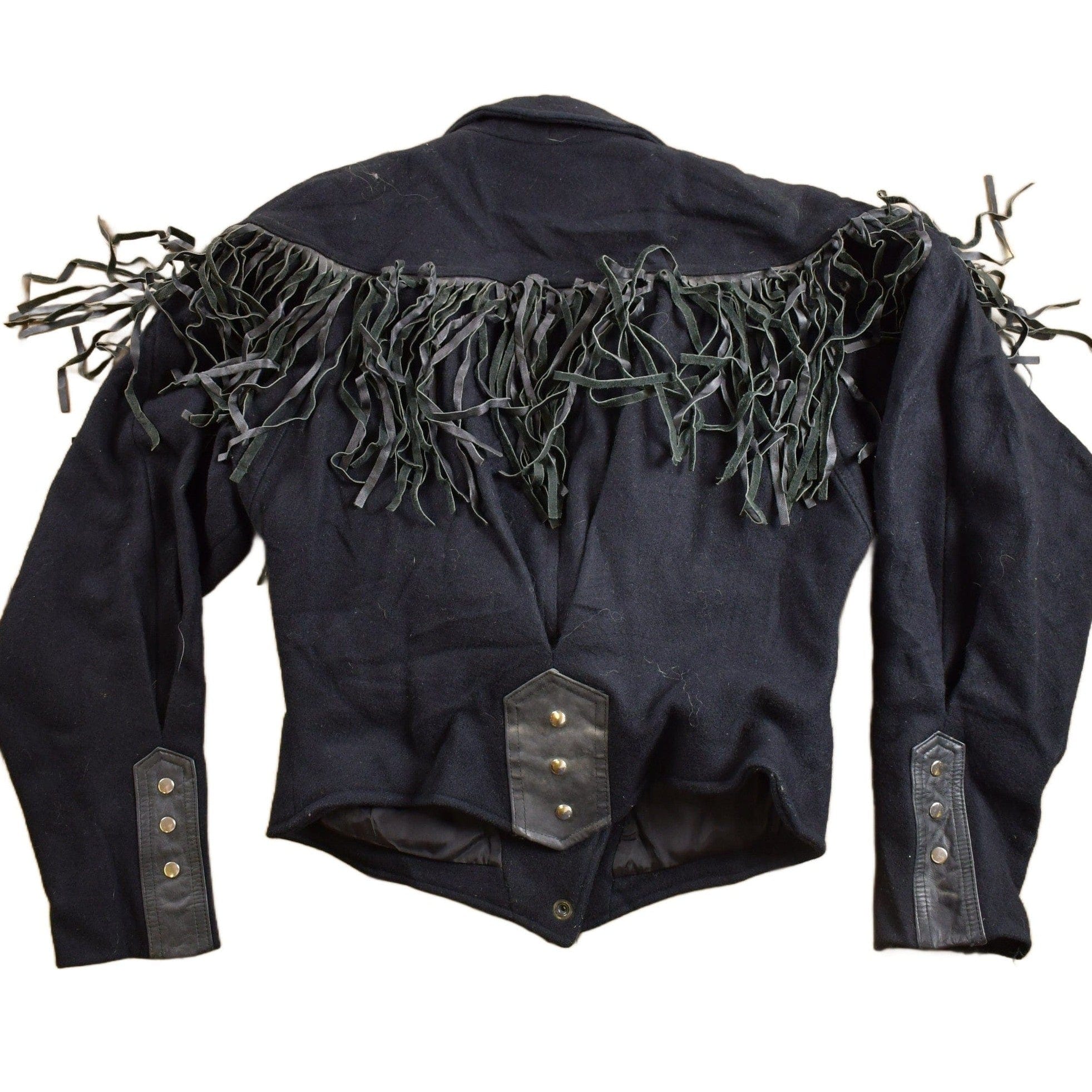 Vintage 1980s G4000 Wool And Leather Johnathan Stevens Western Fringe Jacket Women's S - Image 2