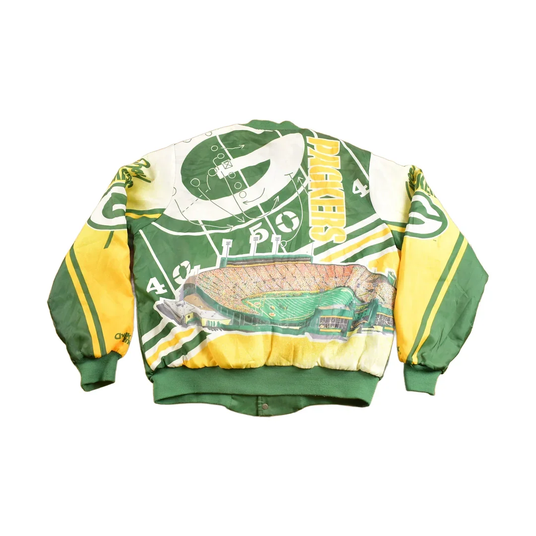 Vintage 1980s Green Bay Packers NFL Chalkline All Over Print Jacket Men's XL