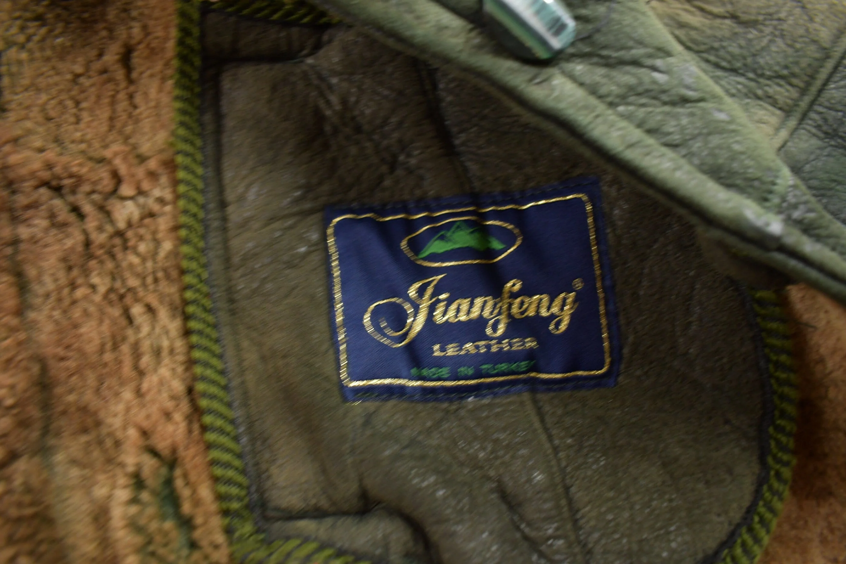 Vintage 1980s Green Shearling Leather Jacket Men's Medium - Image 5