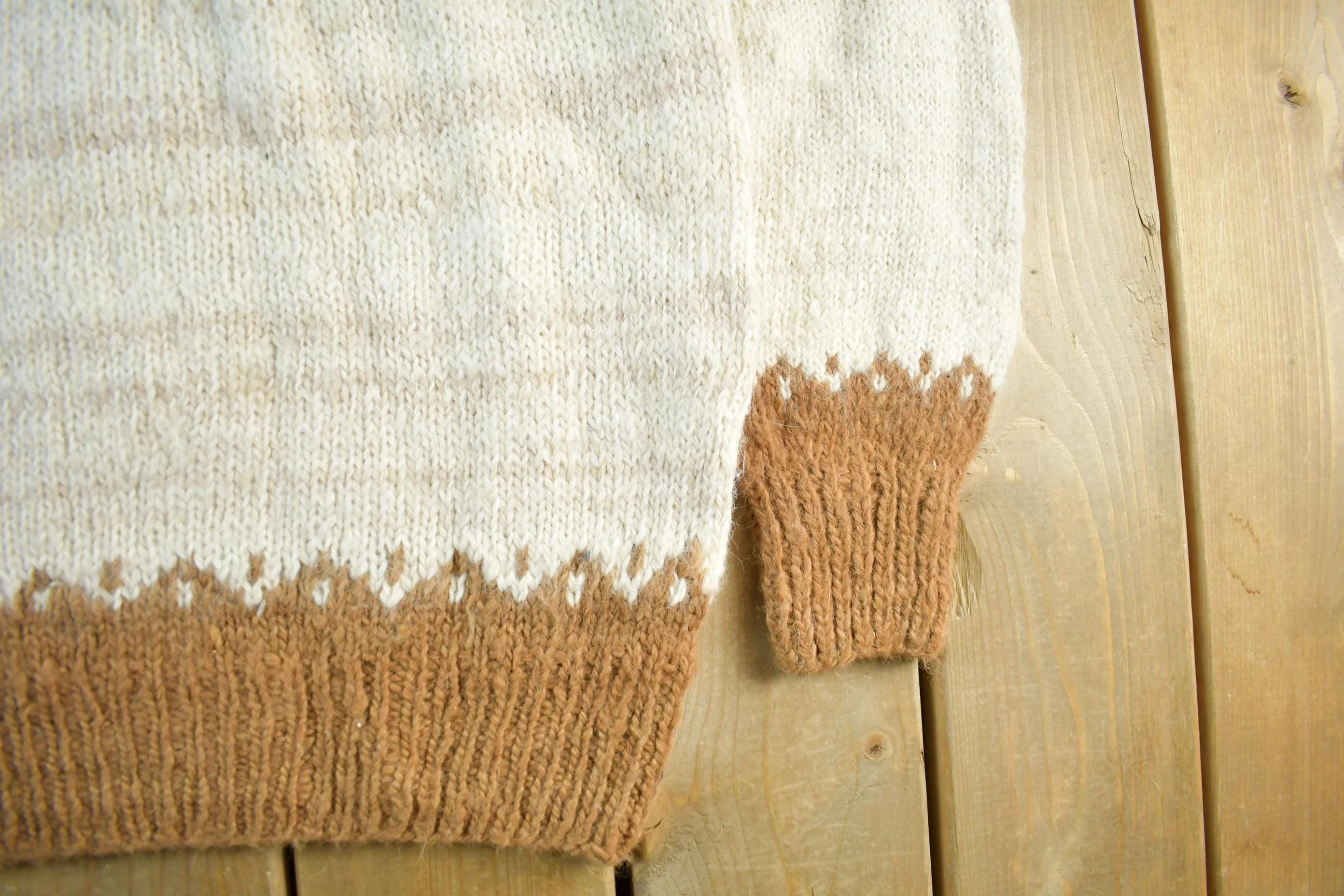 Vintage 1980s Hand Knit Peru Wool Sweater Mens Large - Image 3