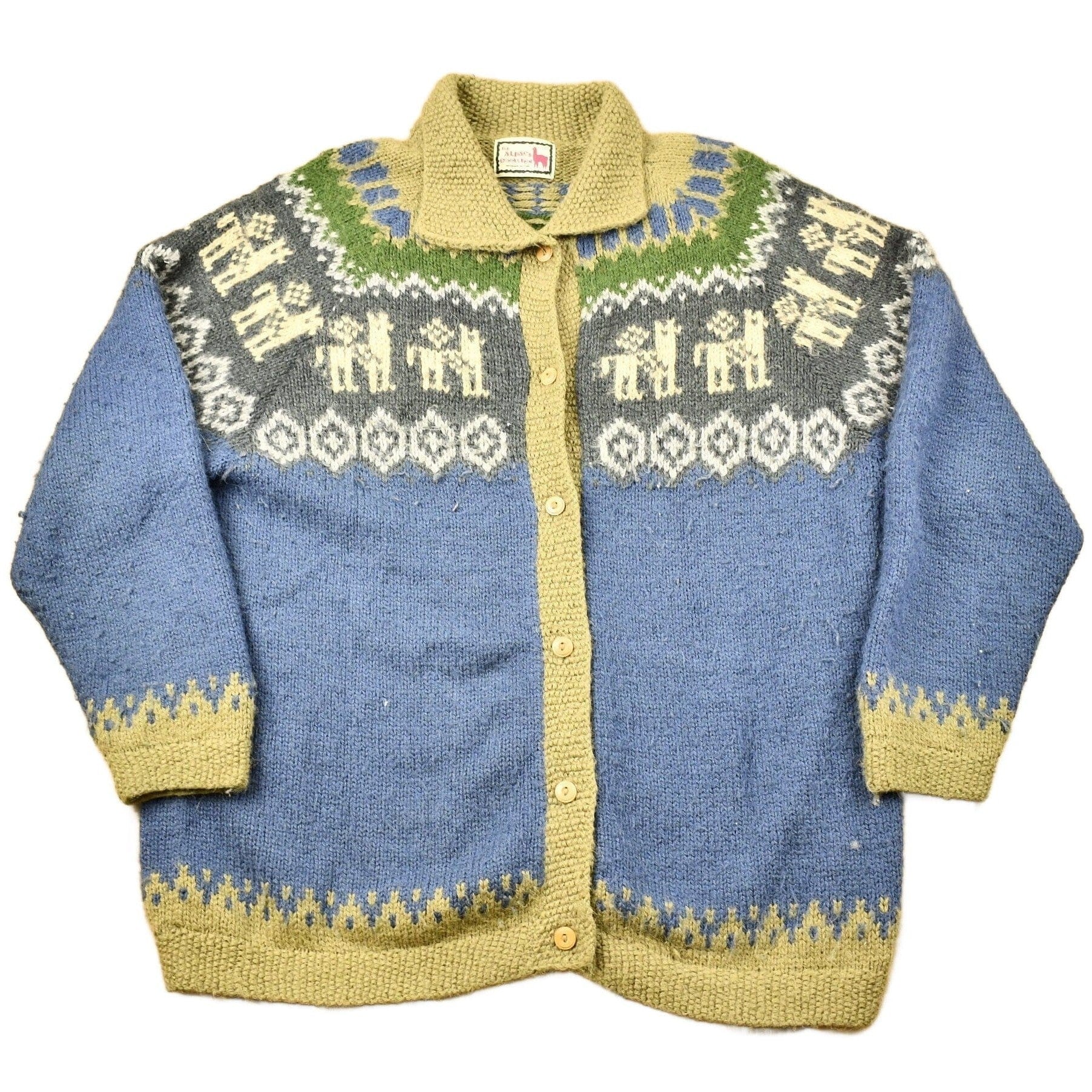 Vintage 1980s Hand Made 100% Alpaca Wool Knitted Sweater / The Alpaca Connection / All Over Pattern / Outdoors Sweatshirt / Abstract Graphic