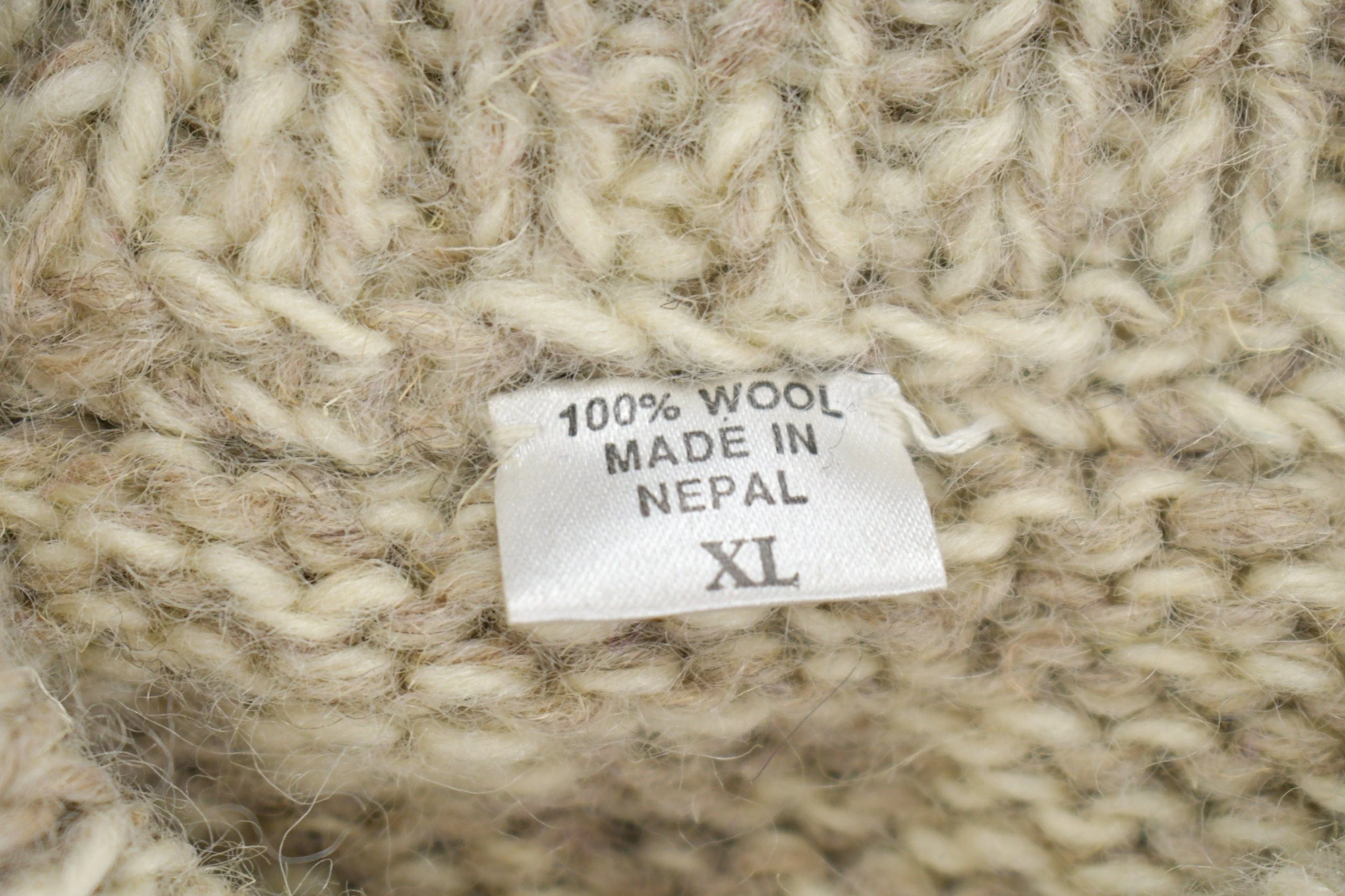 Vintage 1980s Hand Made 100% Wool Knit Heavy Knit Sweater Womens L - Image 3