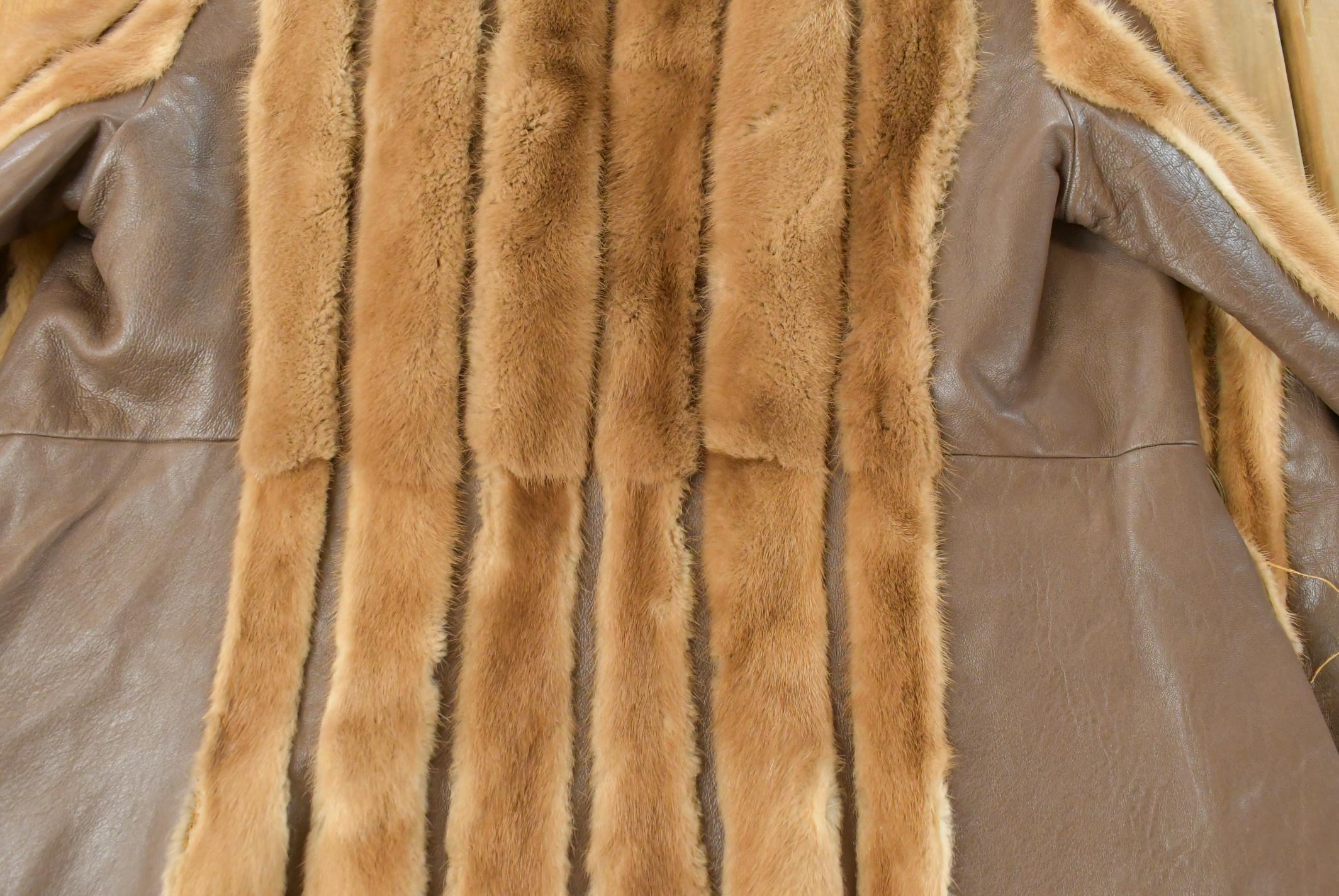 Vintage 1980s Hooper Furs Mink Fur Leather Over Coat Women's M - Image 6