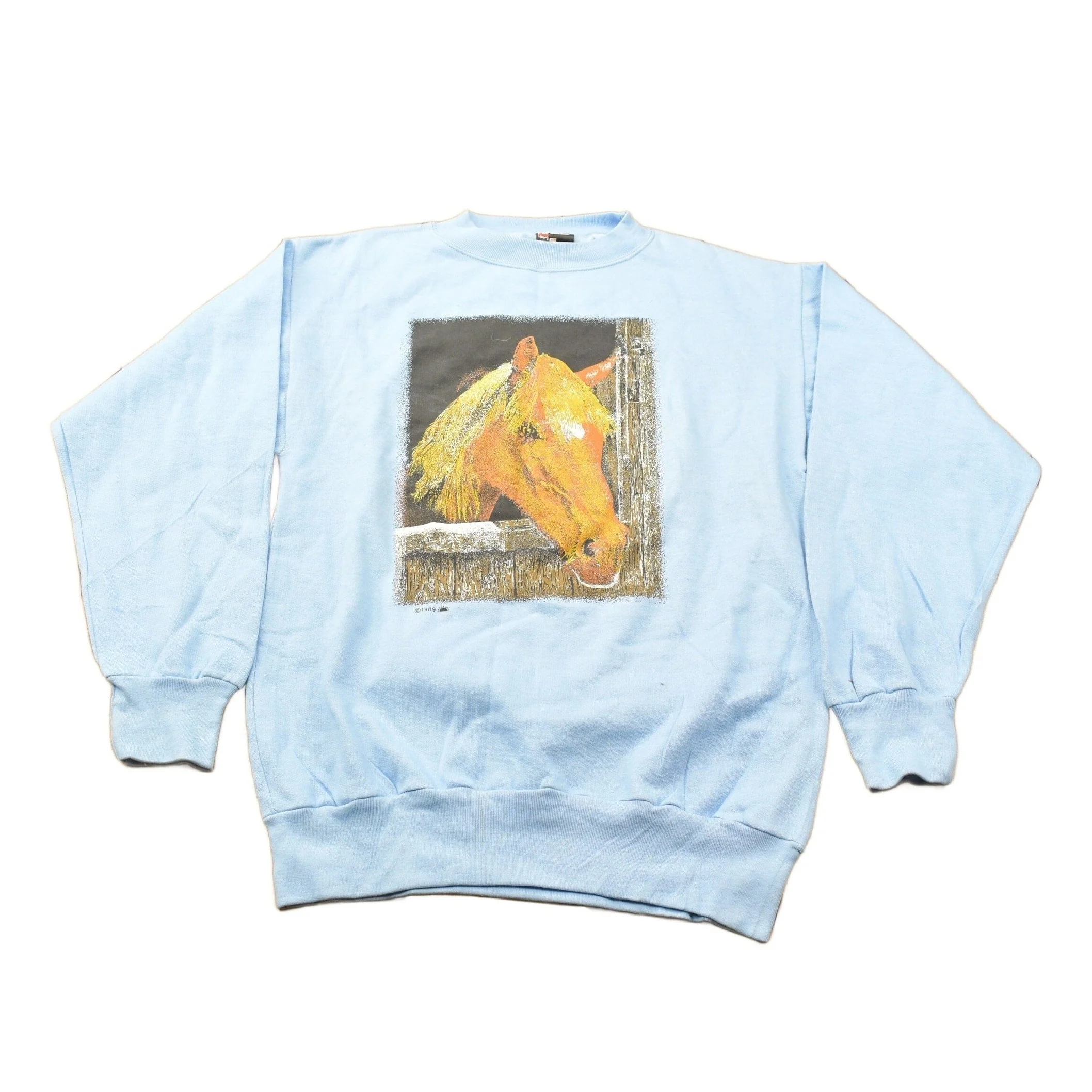 Vintage 1980s Horse Theme Crewneck Sweatshirt Men's S