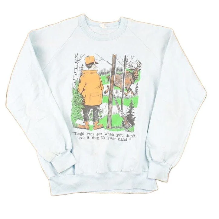 Vintage 1980s Hunters Funny Cartoon Graphic Print Crewneck Sweatshirt Men's M