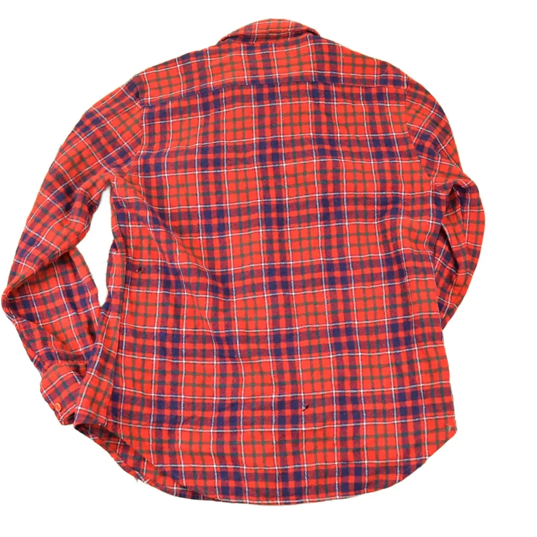 Vintage 1980s HW Virgin Wool Classic Plaid Flannel Button Up Shirt Men's M - Image 2