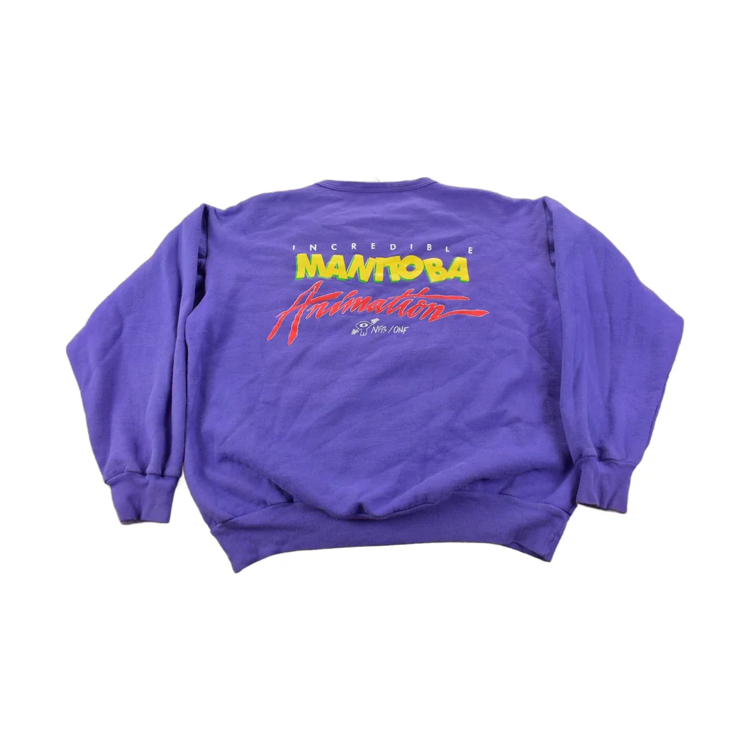 Vintage 1980s Incredible Manitoba Animation Cartoon Crewneck Sweatshirt NFS Men's Medium - Image 2