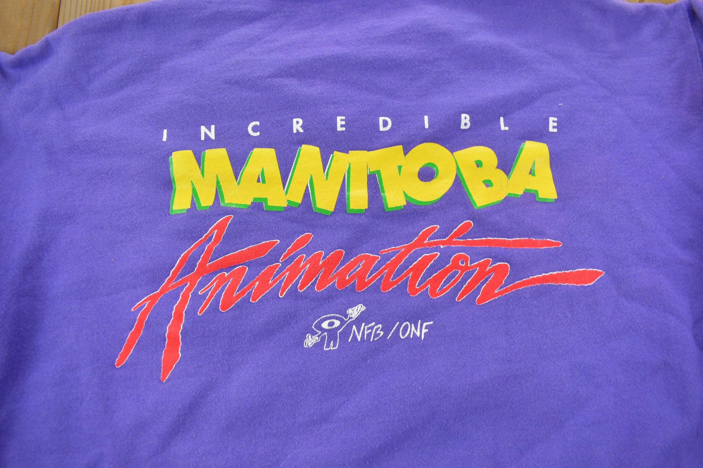 Vintage 1980s Incredible Manitoba Animation Cartoon Crewneck Sweatshirt NFS Men's Medium - Image 4