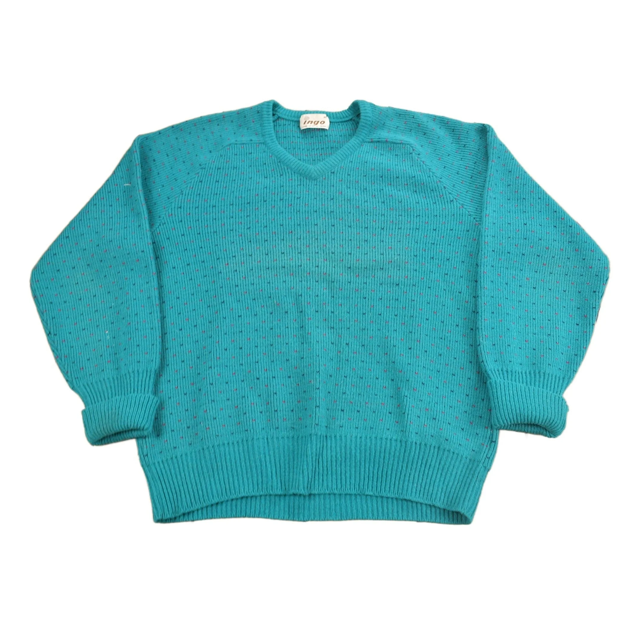 Vintage 1980s Ingo Blank V-Neck Knit Sweater Men's Medium