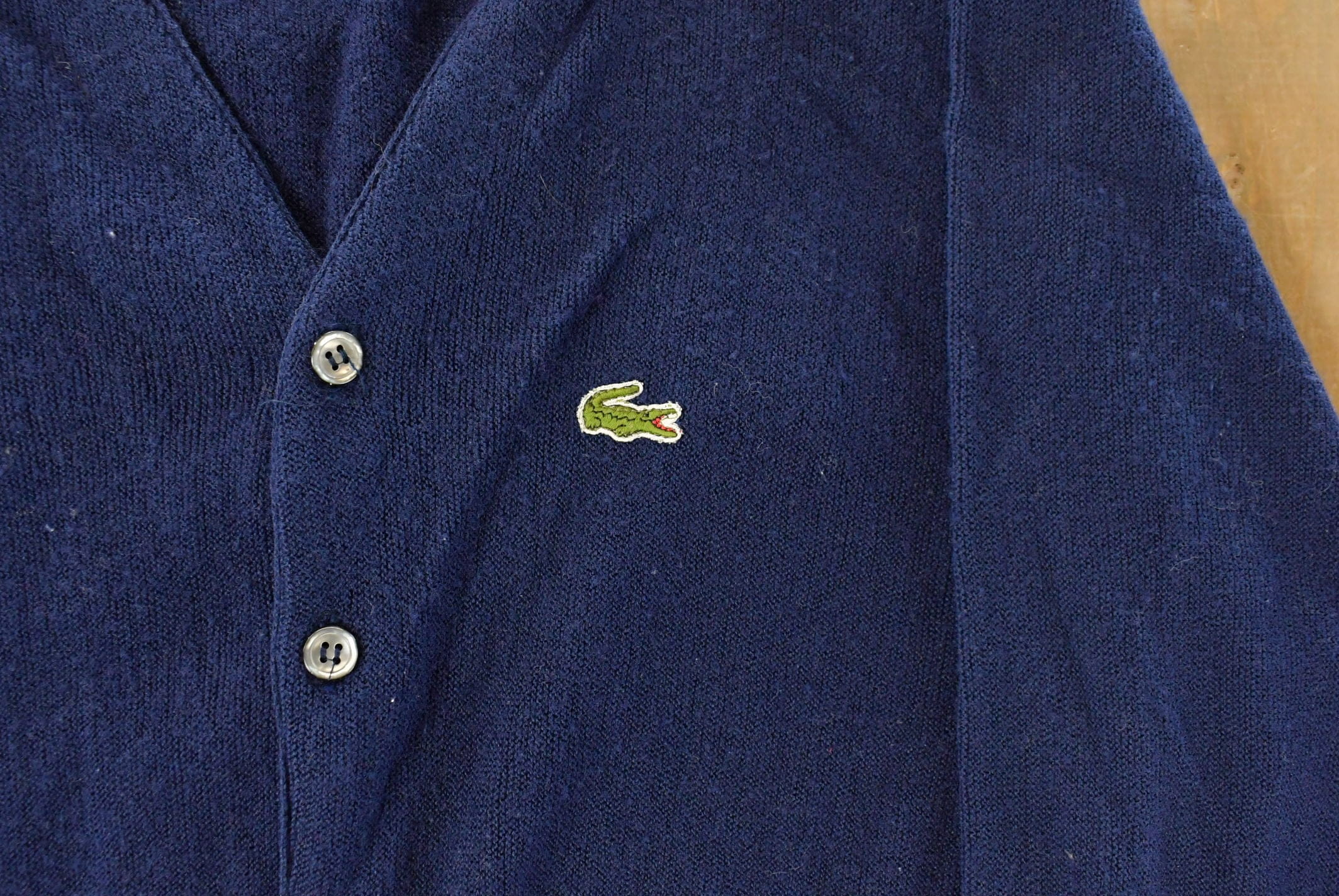 Vintage 1980s Izod Lacoste Knit Cardigan Sweater Men's Medium - Image 3