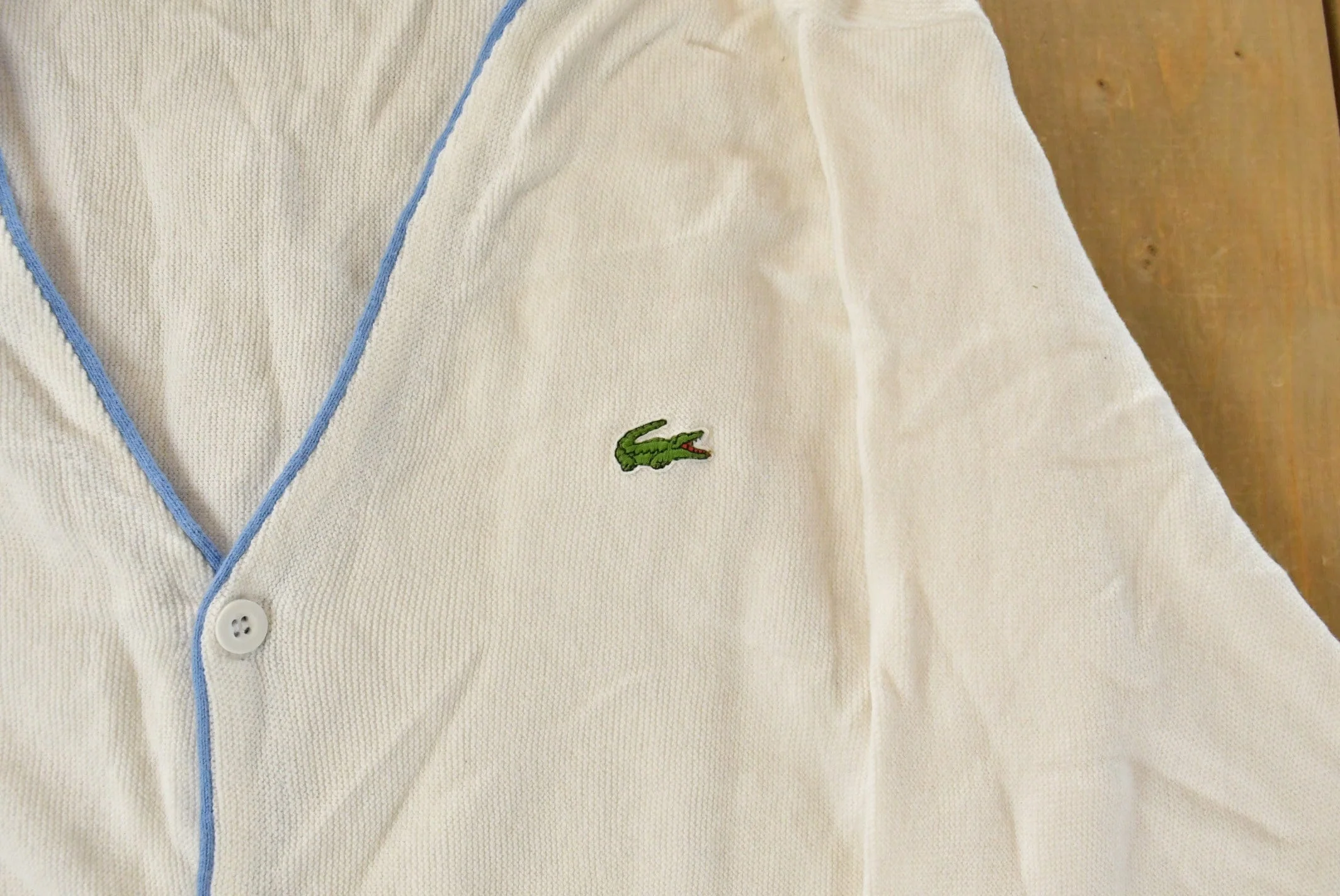 Vintage 1980s Izod Lacoste Knit Cardigan Sweater Men's XL - Image 3