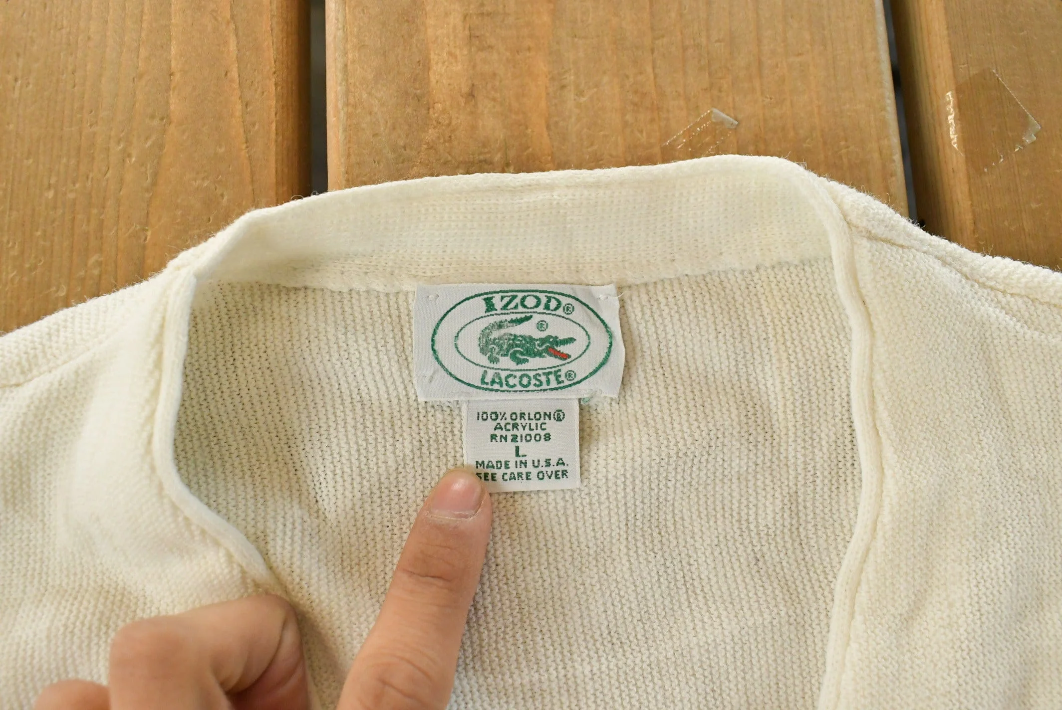 Vintage 1980s Izod Lacoste Knit Cardigan Sweater Men's Large - Image 5