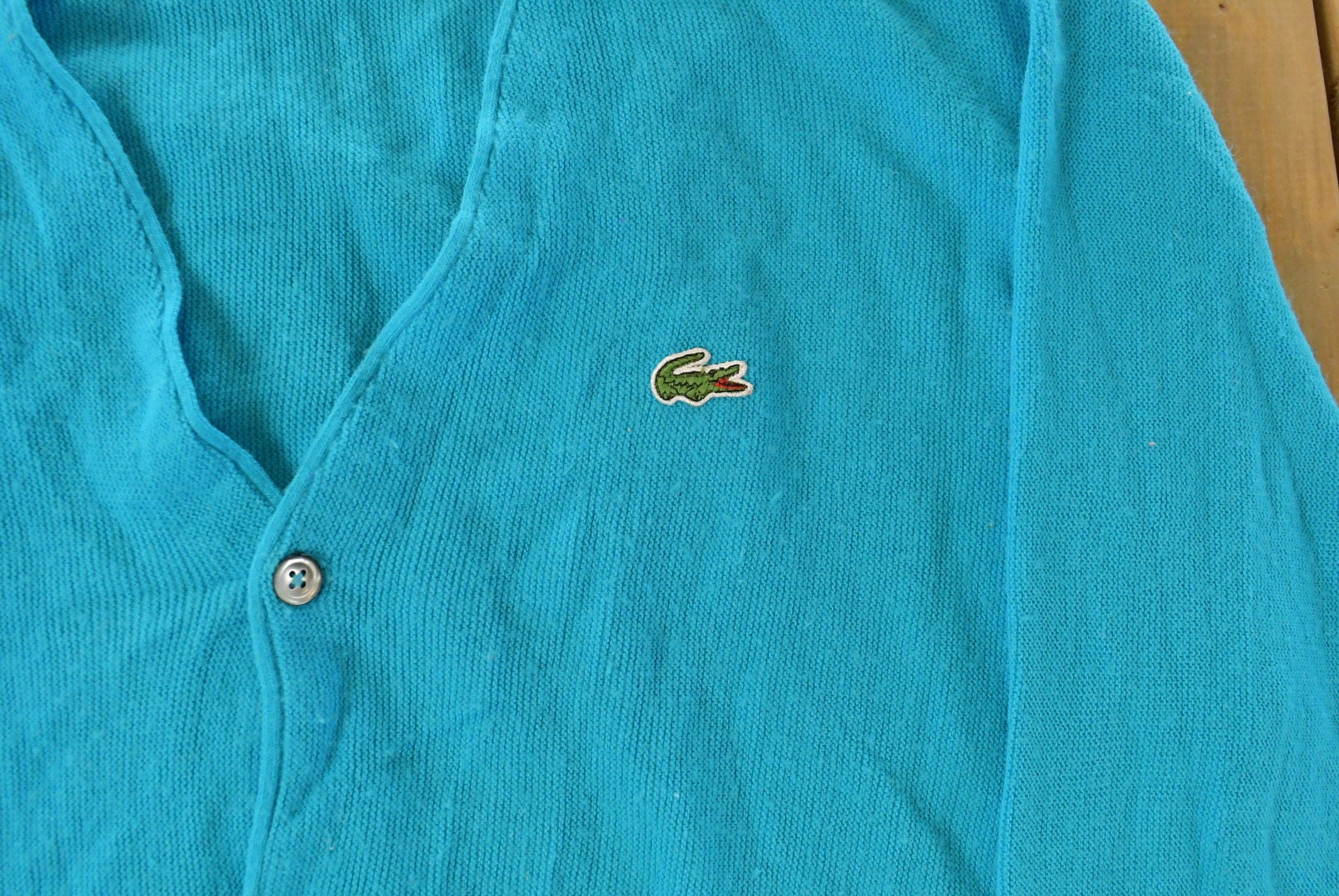Vintage 1980s Izod Lacoste Knit Cardigan Sweater Men's XL - Image 3