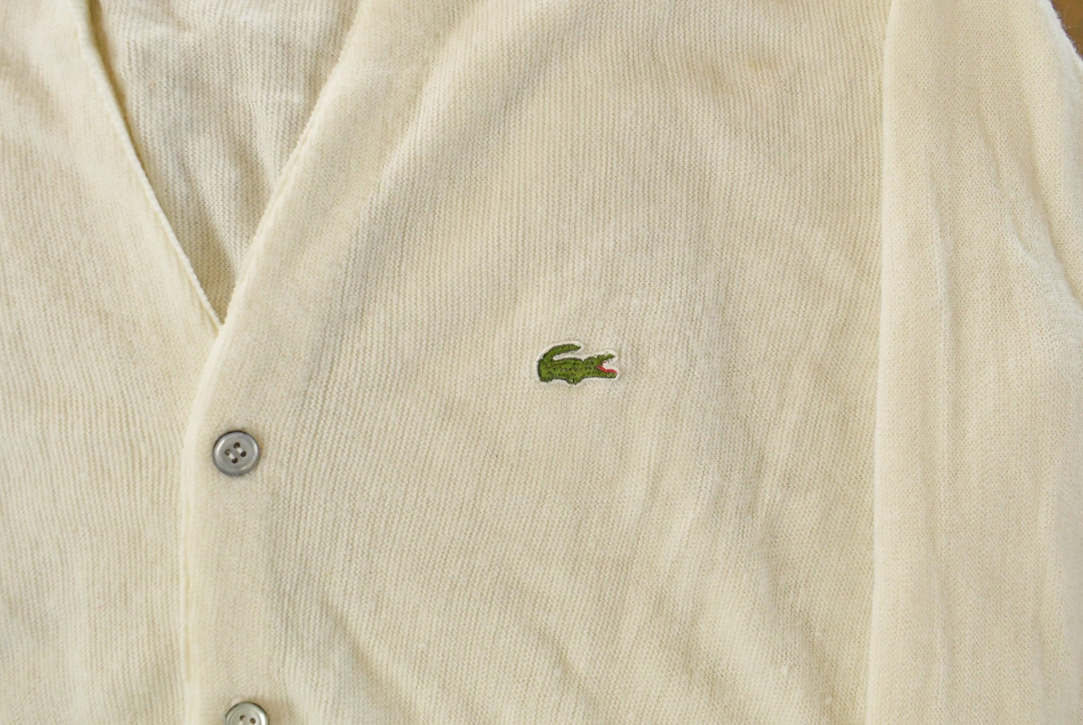 Vintage 1980s Izod Lacoste Knit Cardigan Sweater Men's Large - Image 3