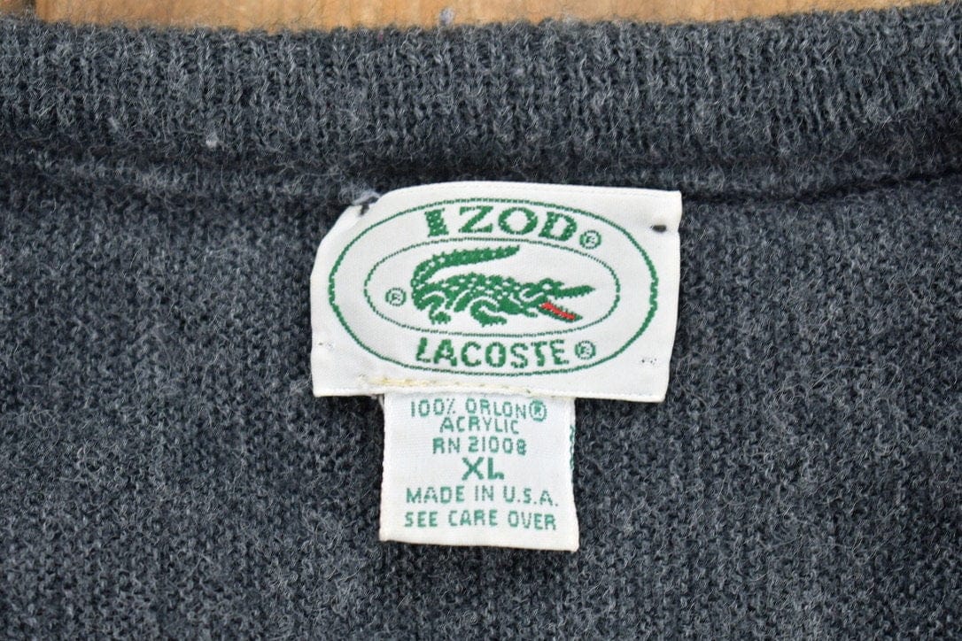 Vintage 1980s Izod Lacoste Knit V-Neck Sweater Men's XL - Image 4