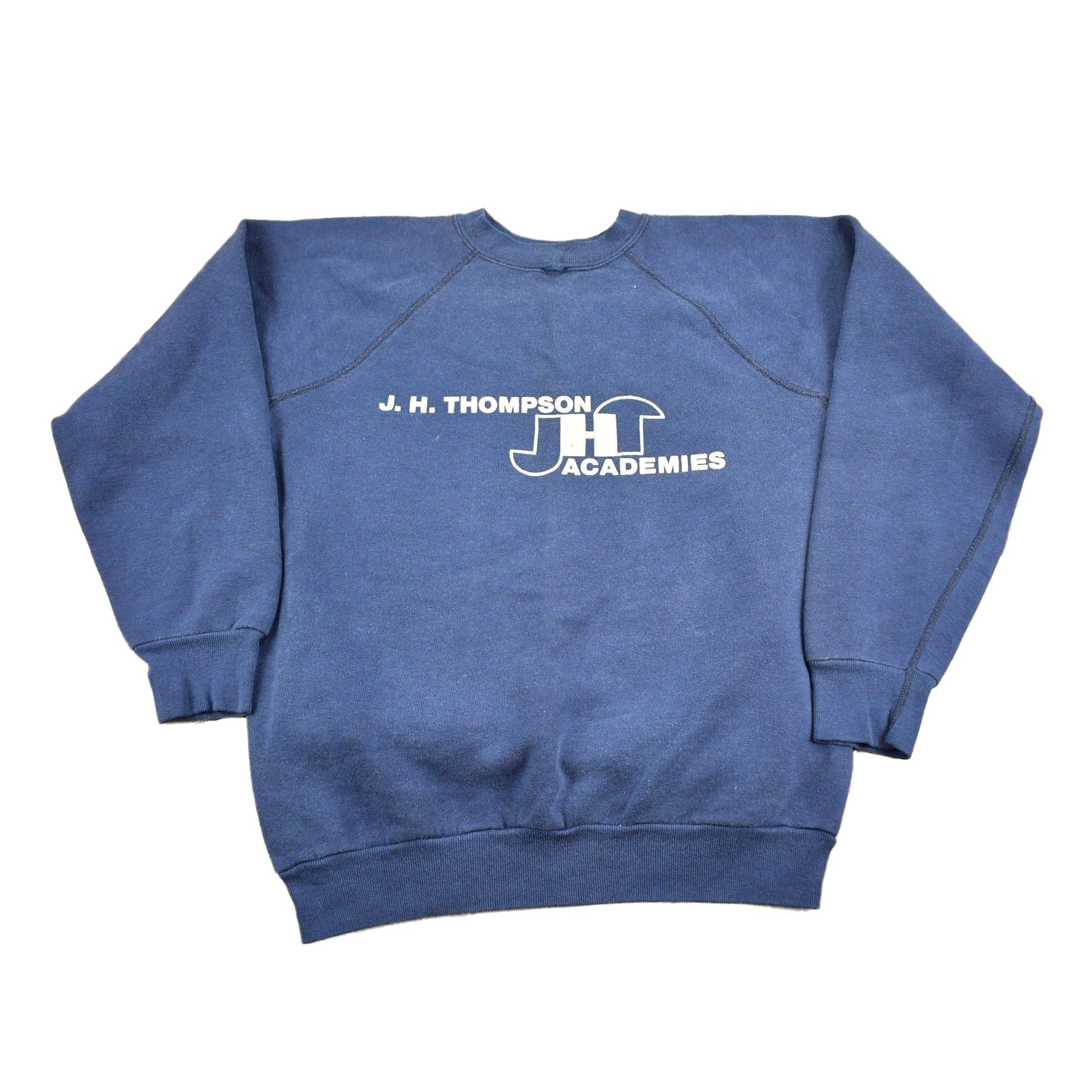Vintage 1980s J.H. Thompson Academies Graphic Raglan Crewneck Sweatshirt Men's Small - Image 2