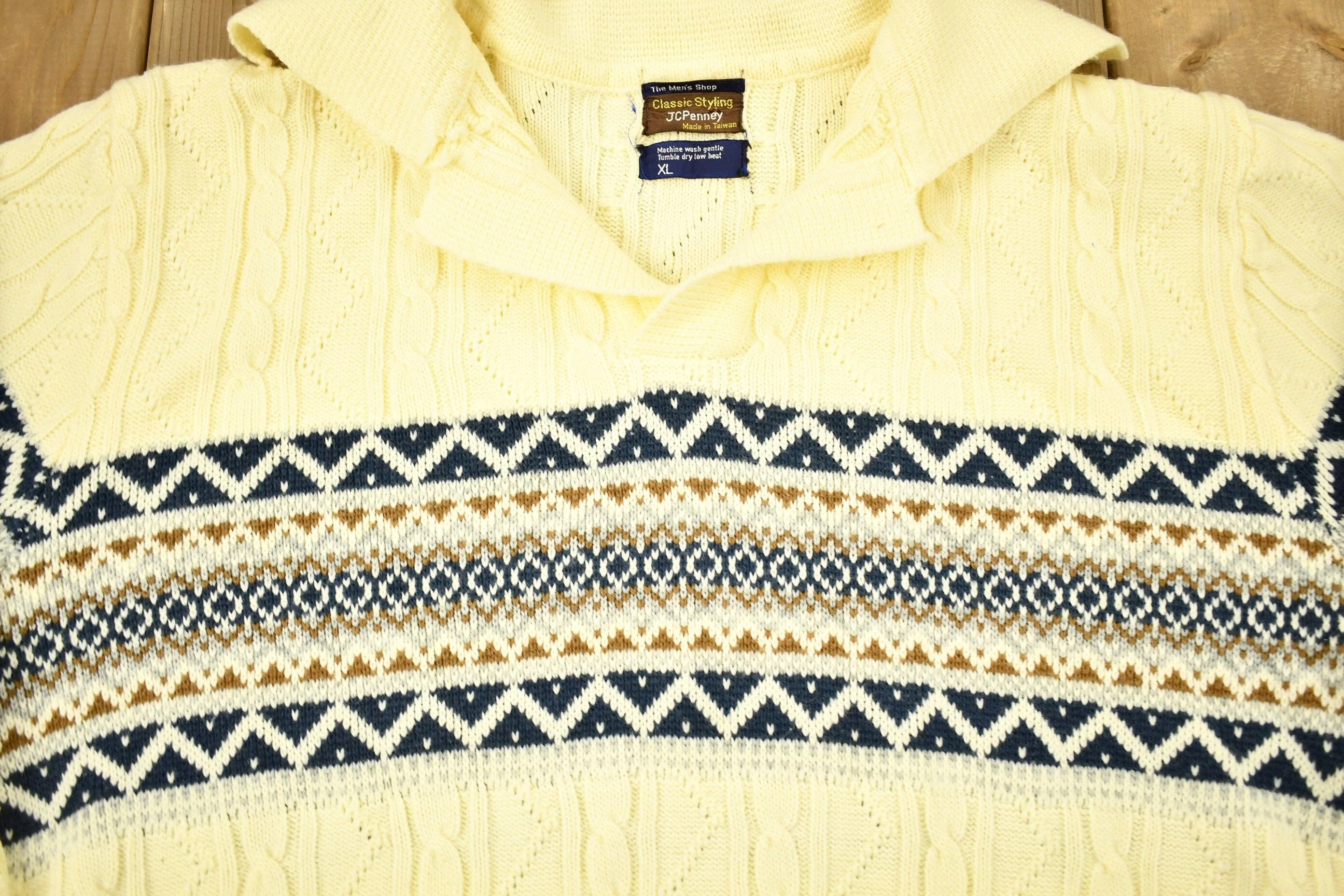 Vintage 1980s JC Penney The Men's Shop Knitted Sweater Men's Large - Image 3