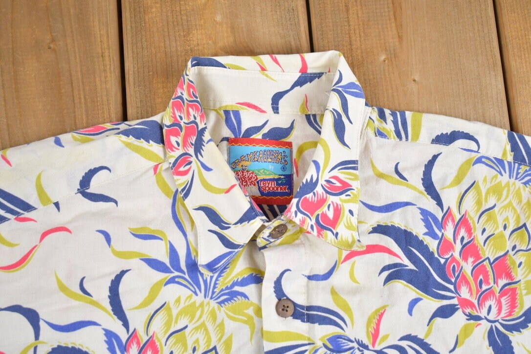 Vintage 1980s Joe Kealuhas Reyn Spooner Hawaiian Shirt Men's Large - Image 3