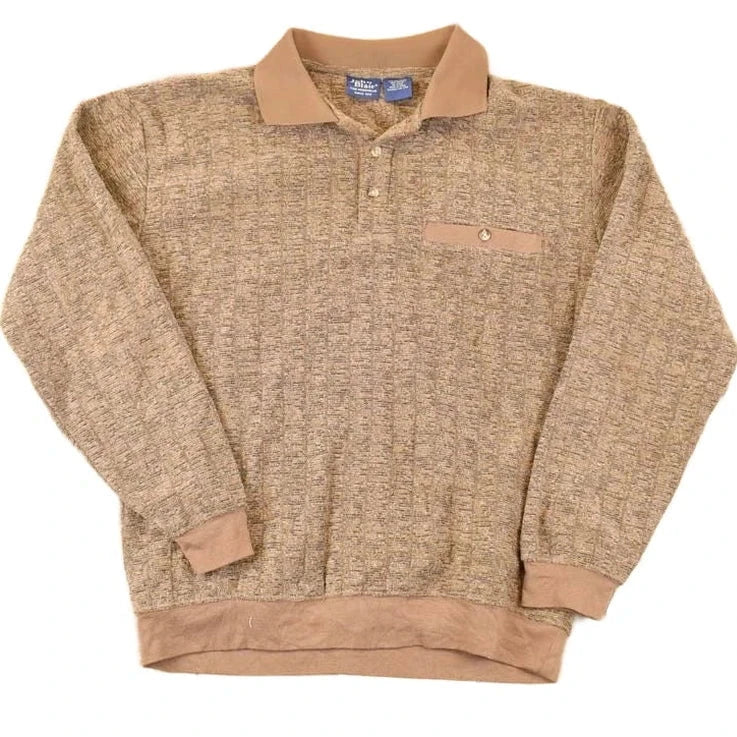 Vintage 1980s John Blair Quarter Button Knit Shirt Men's L