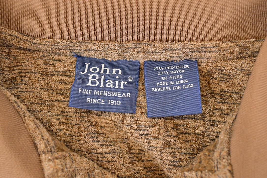Vintage 1980s John Blair Quarter Button Knit Shirt Men's L - Image 4
