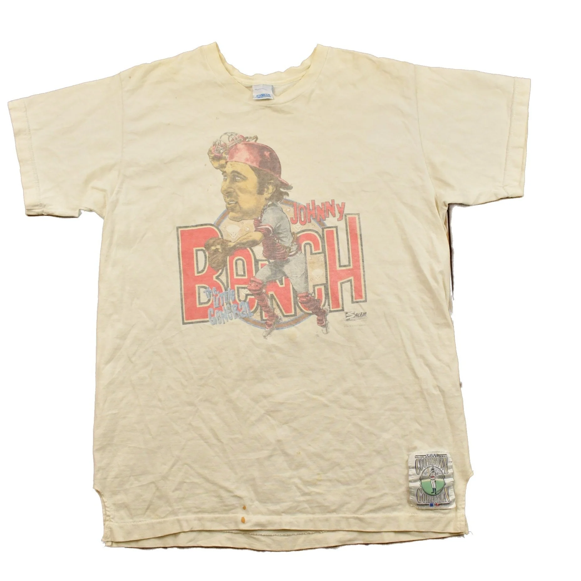 Vintage 1980s Johnny Bench Cooperstown Collection MLB Graphic T-Shirt Men's Large