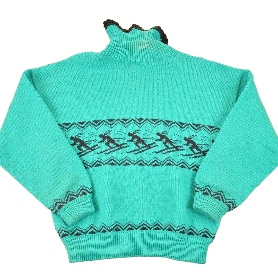 Vintage 1980s Kerris Kreations Ski Knit Turtleneck Sweater Women's L - Image 2