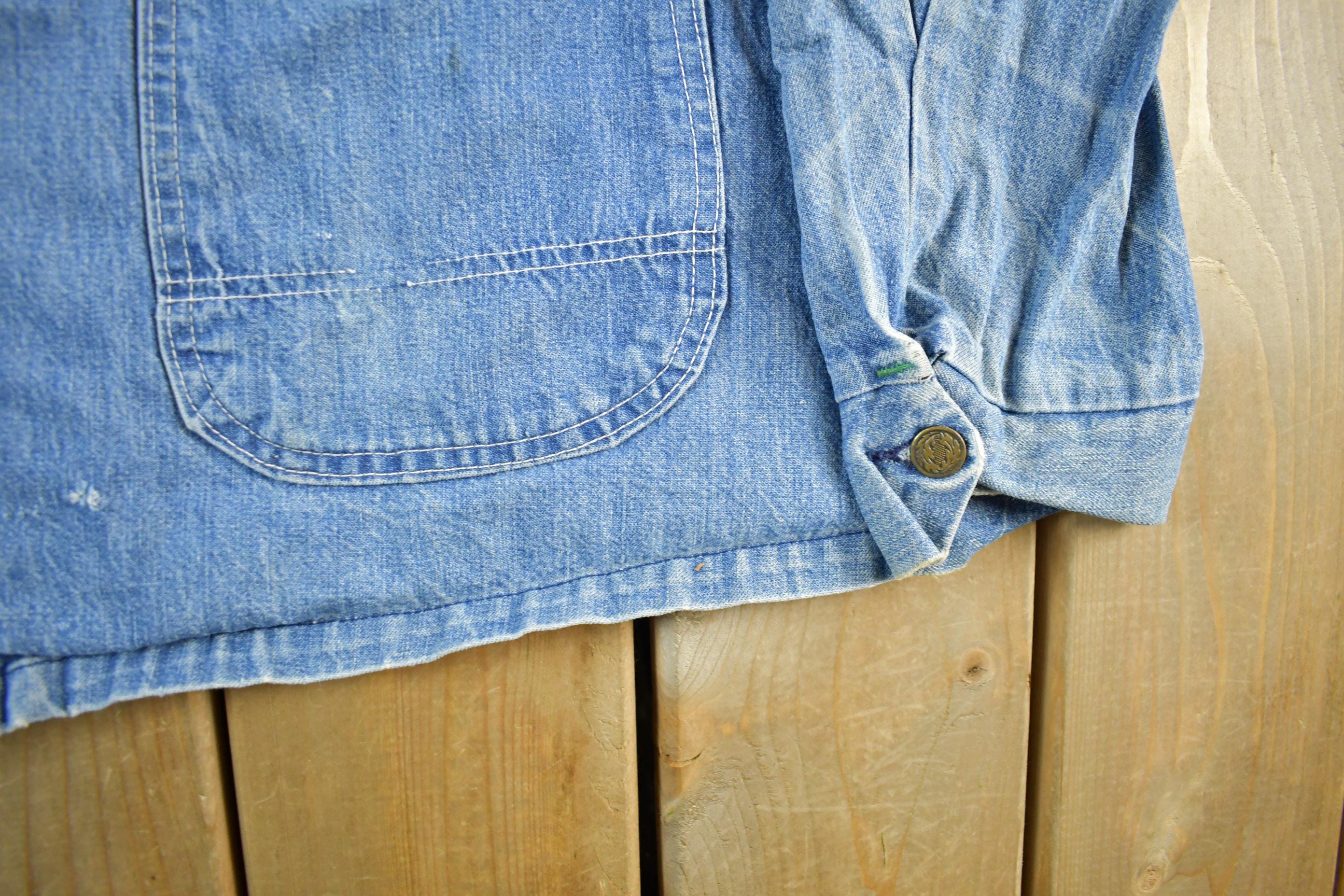 Vintage 1980s Key Imperial Denim Jean Chore Jacket Men's Large - Image 4