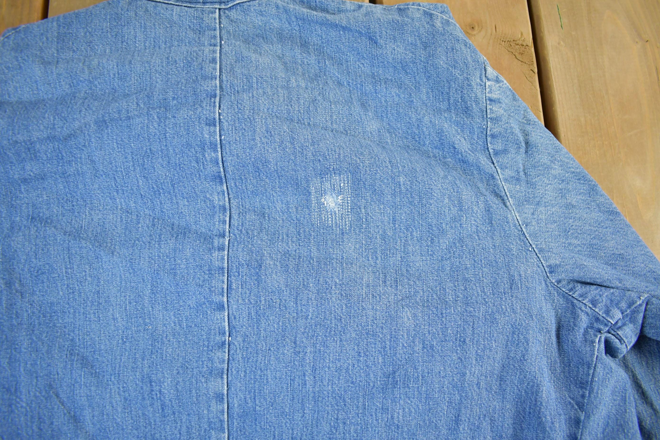 Vintage 1980s Key Imperial Denim Jean Chore Jacket Men's Large - Image 7