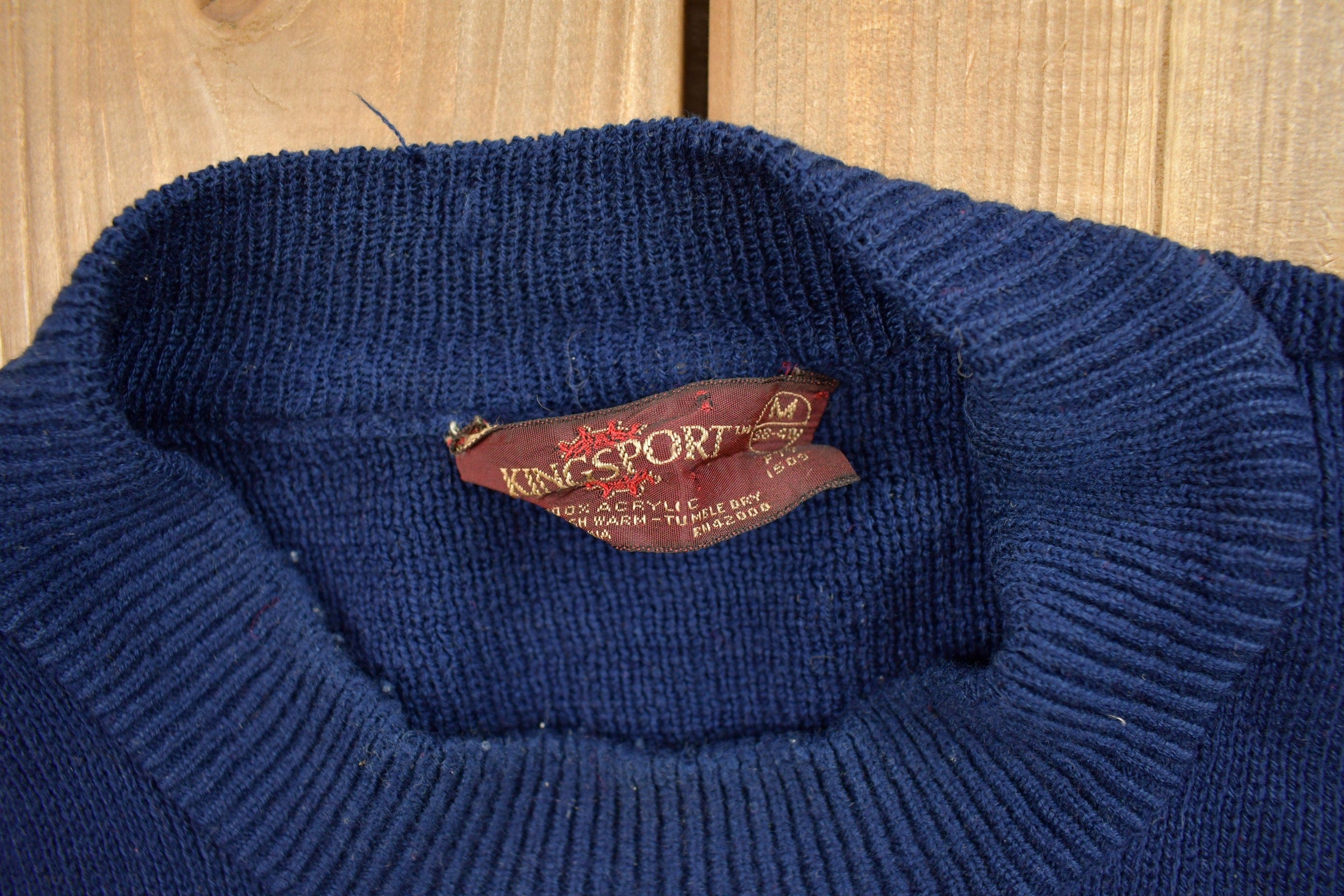 Vintage 1980s Kings Sport Knitted Mockneck SweaterMen's Medium - Image 6