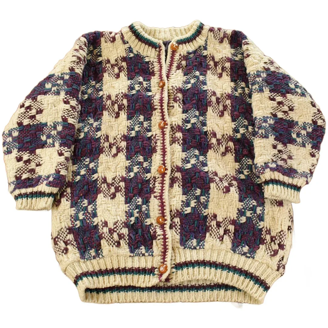 Vintage 1980s Knit Cardigan Sweater Jacket Women's Large