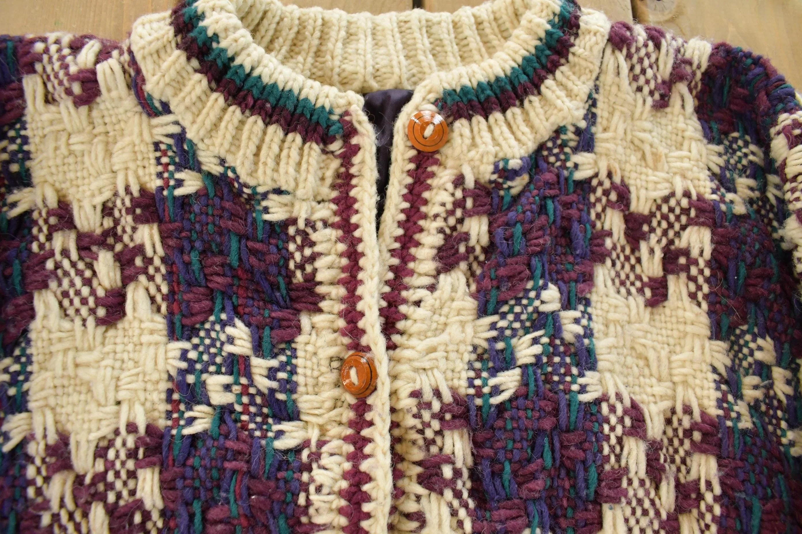 Vintage 1980s Knit Cardigan Sweater Jacket Women's Large - Image 3