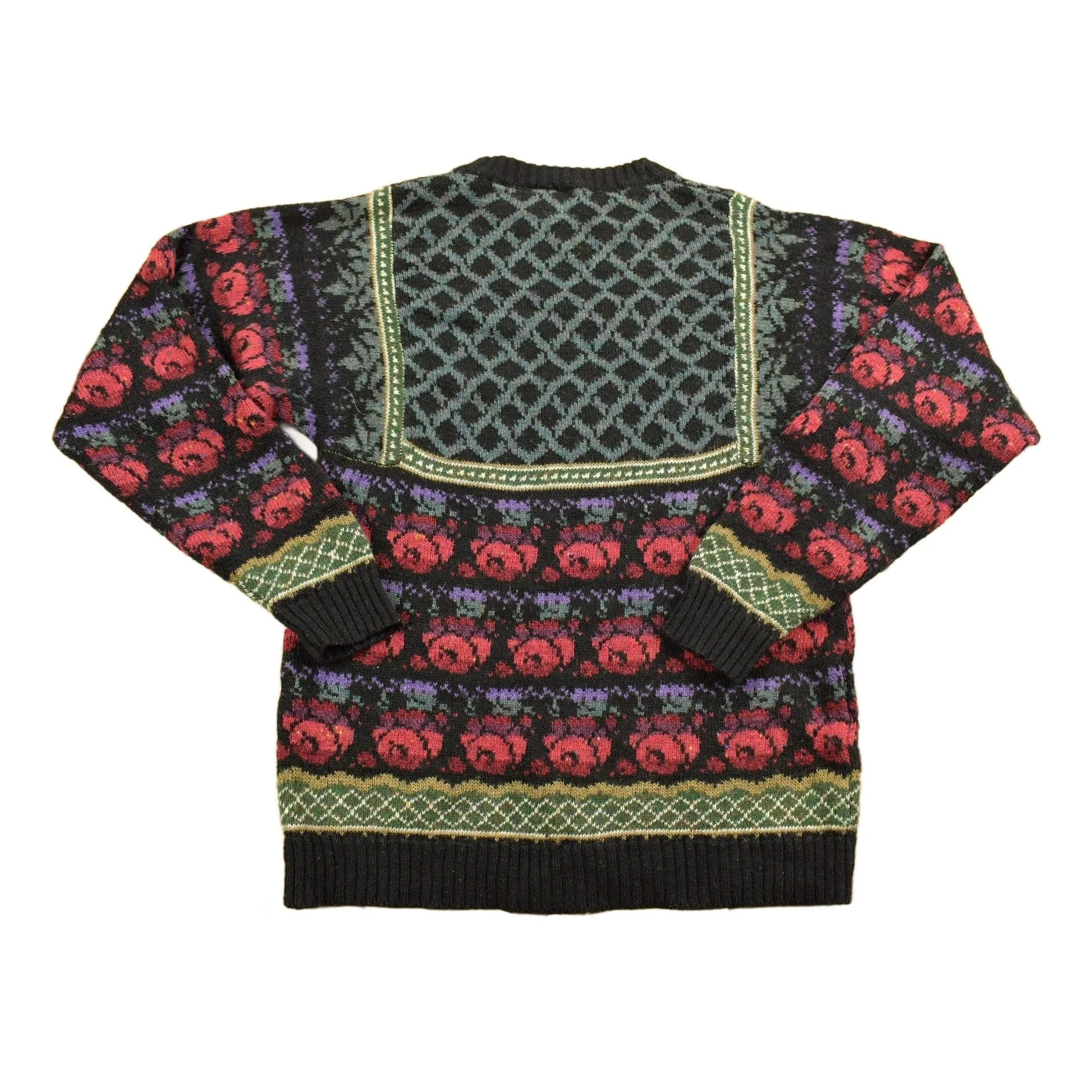 Vintage 1980s Knitted Floral Mi Ki Knit Sweater Men's Small - Image 2