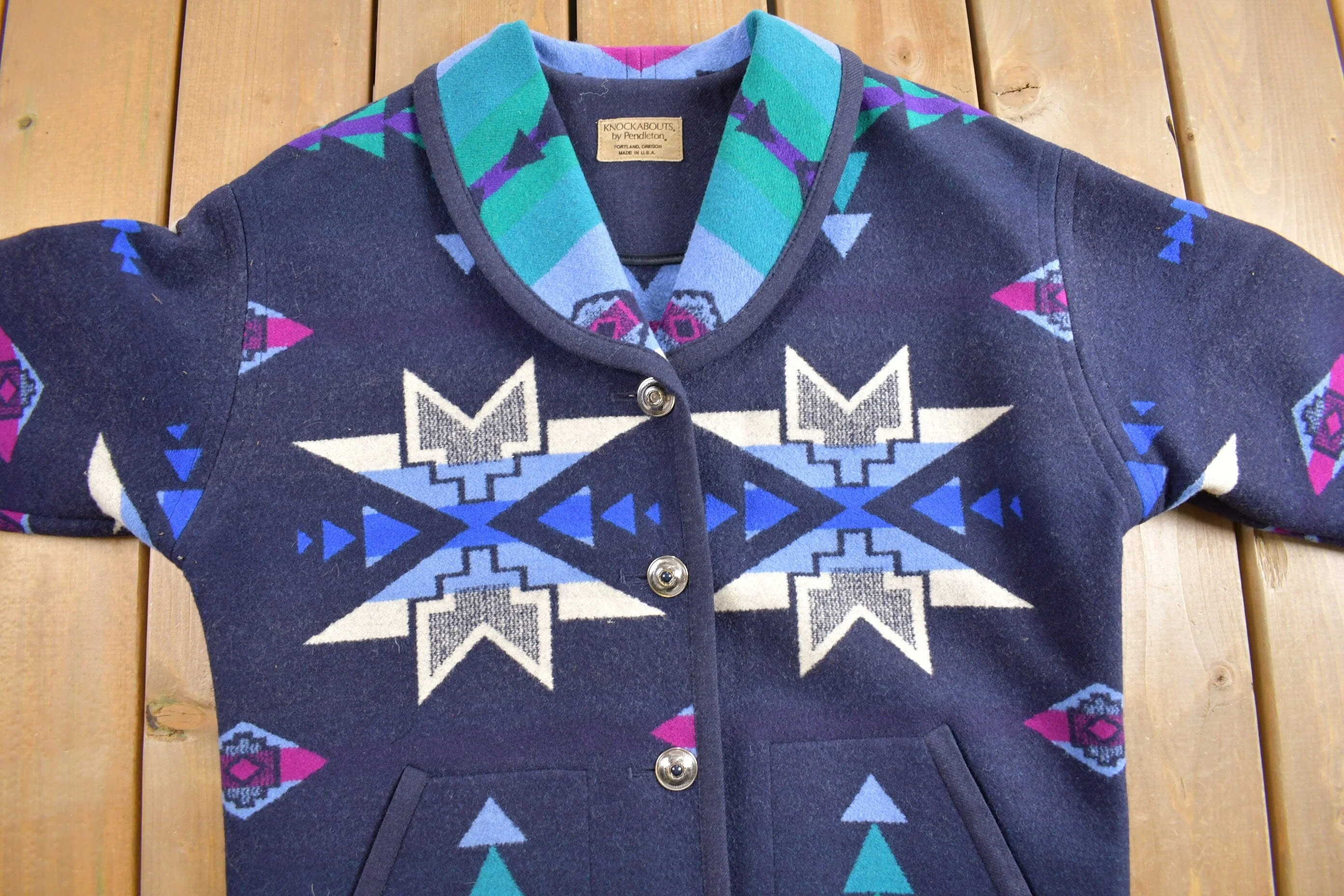 Vintage 1980s Knockabouts By Pendleton Aztec Pattern Jacket - Image 3