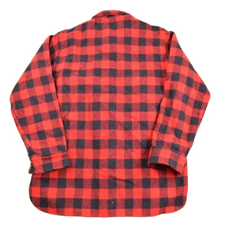 Vintage 1980s Lands End Buffalo Plaid Wool Button Up Shirt Men's Large - Image 2