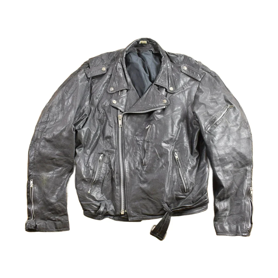 Vintage 1980s Leather Biker Jacket Men's Medium