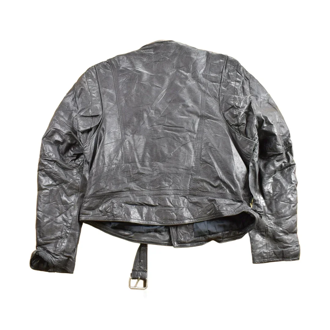Vintage 1980s Leather Biker Jacket Men's Medium - Image 2